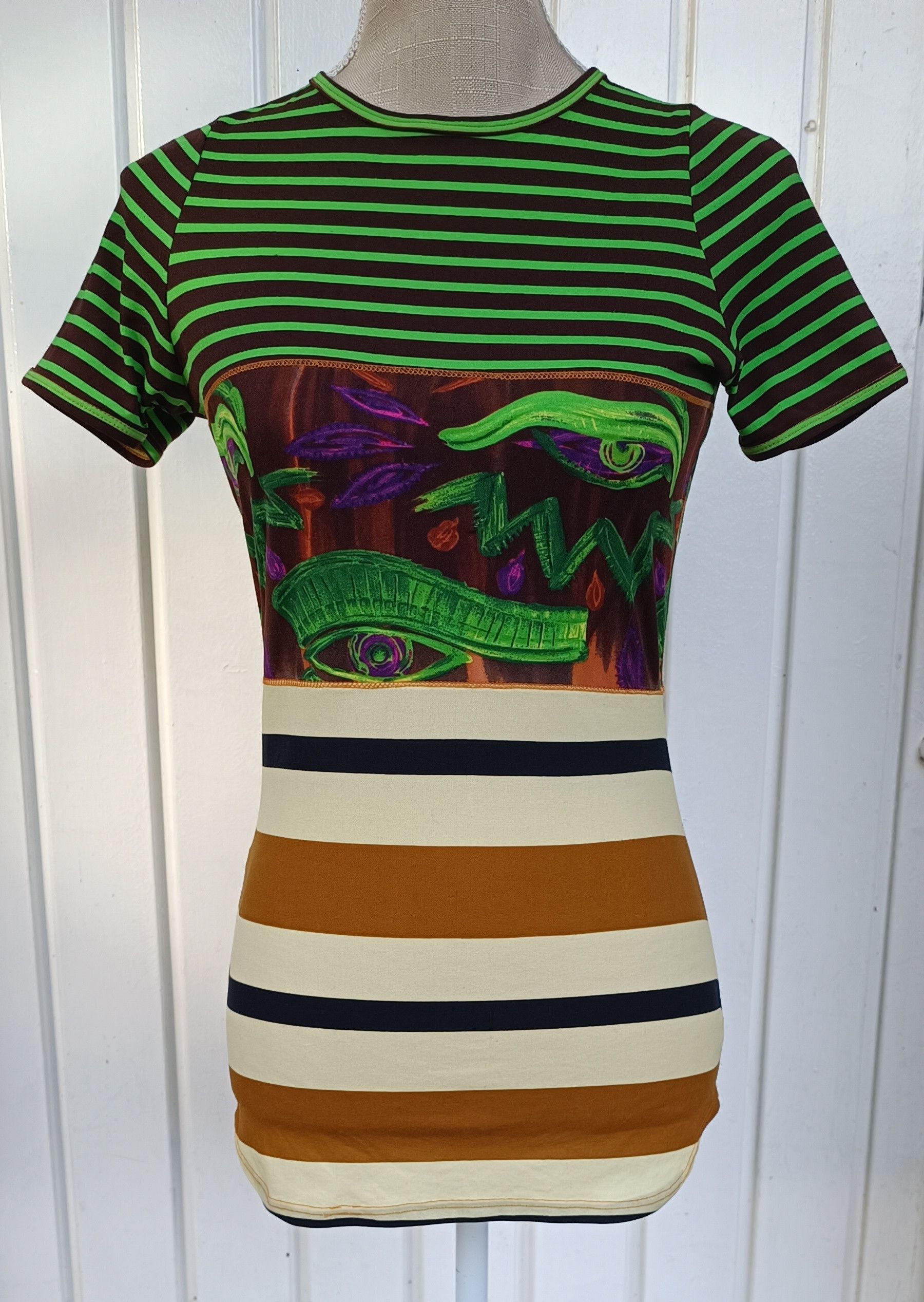 Jean Paul Gaultier 90's - Egyptian hieroglyphics-inspired motifs top Size M / US 6-8 / IT 42-44 - 1 Thumbnail