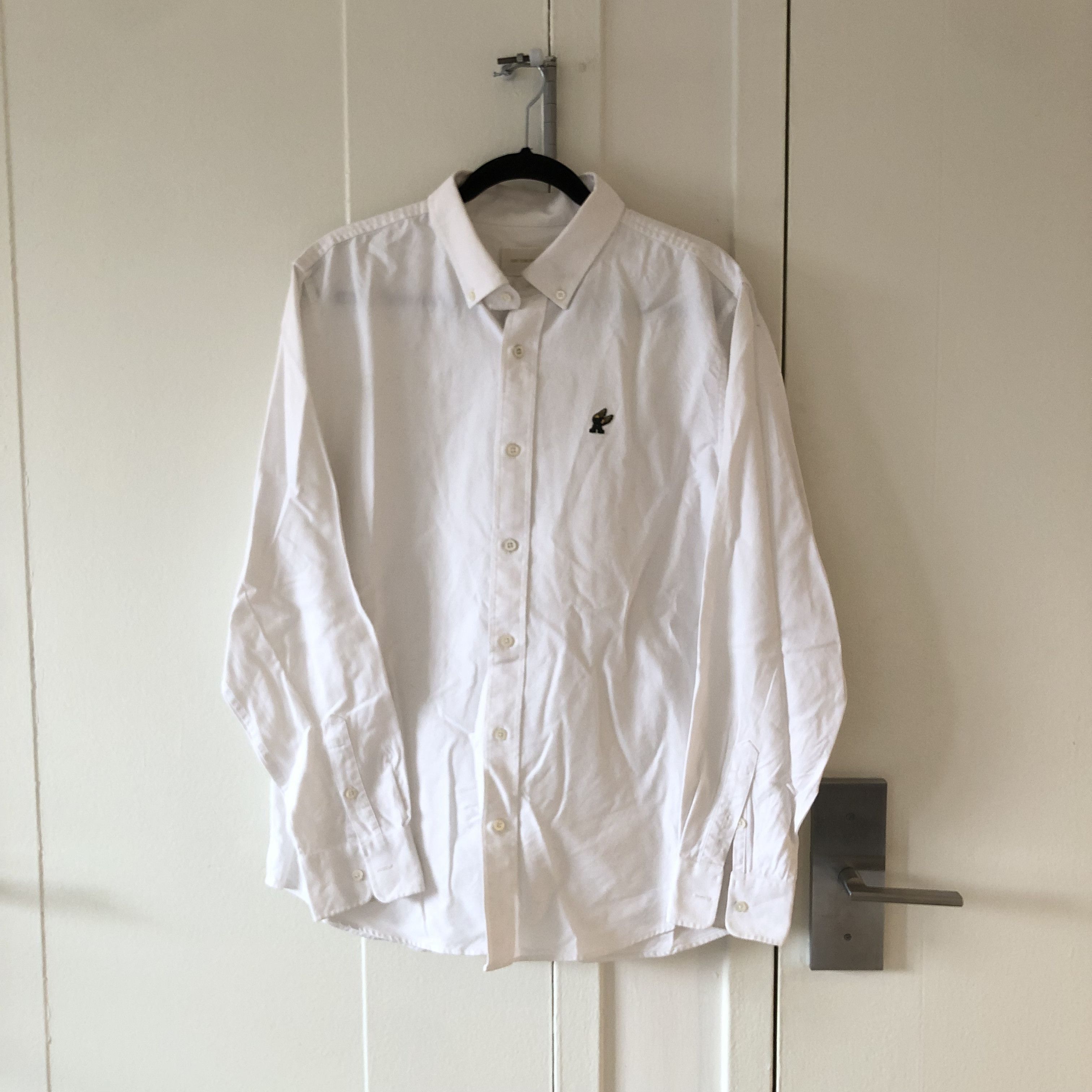 image of Aime Leon Dore Embroidered Winged Foot A Oxford Shirt in White, Men's (Size Large)