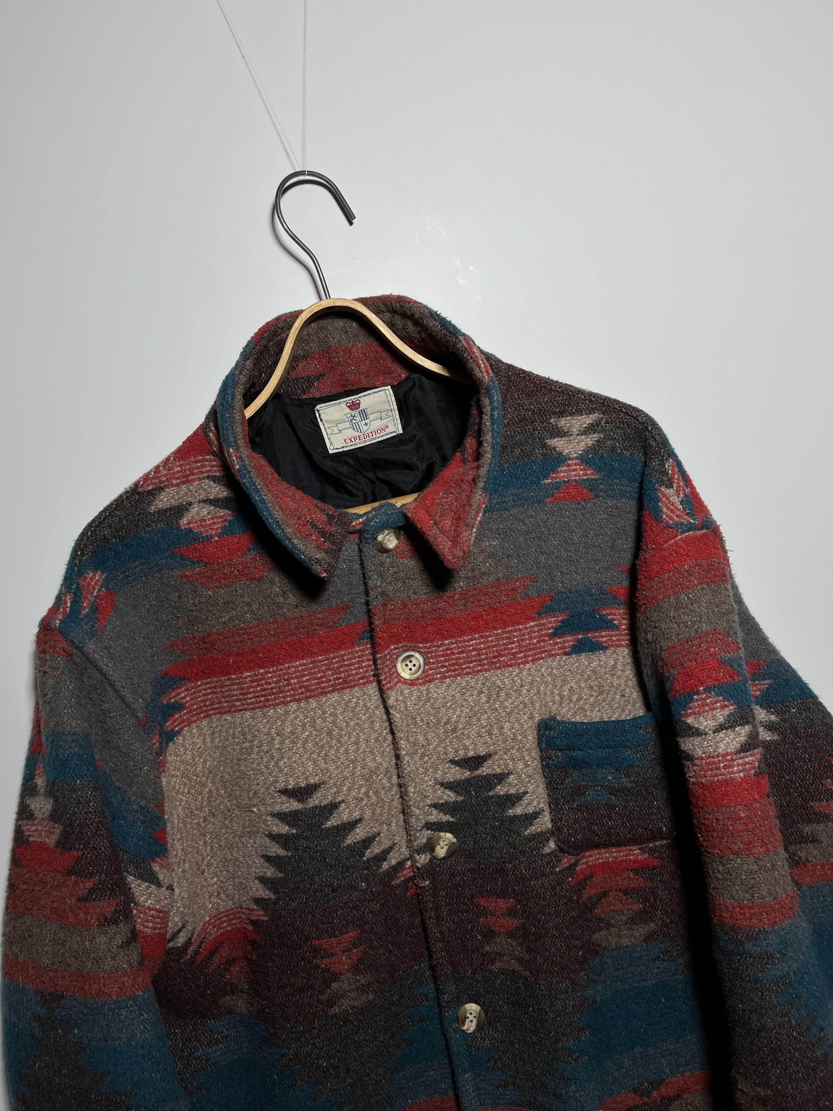 Native × Vintage Vintage 90s Aztec Pattern Wool Coat Jacket Size L Size US L / EU 52-54 / 3 - 5 Thumbnail