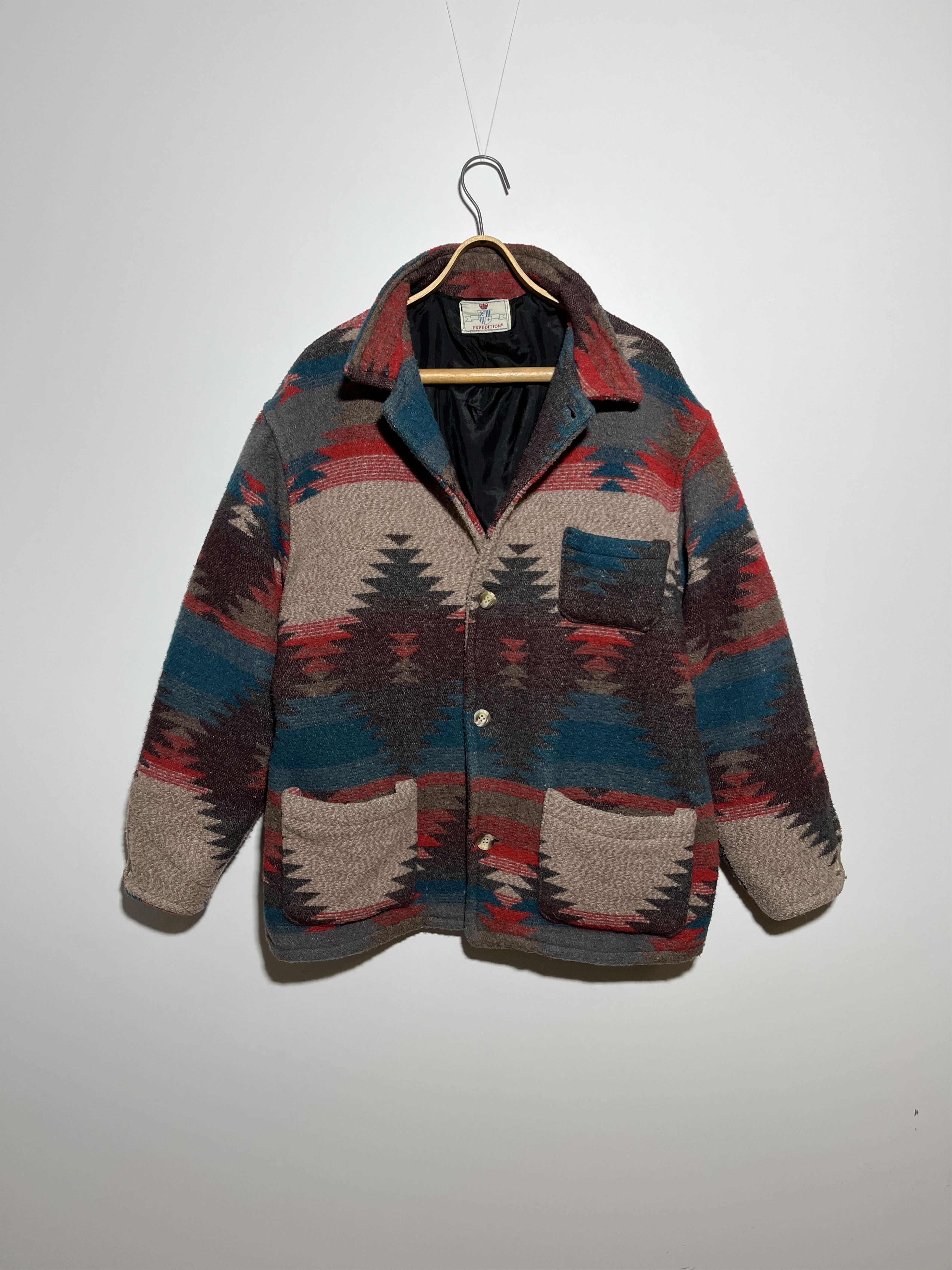 Native × Vintage Vintage 90s Aztec Pattern Wool Coat Jacket Size L Size US L / EU 52-54 / 3 - 1 Thumbnail