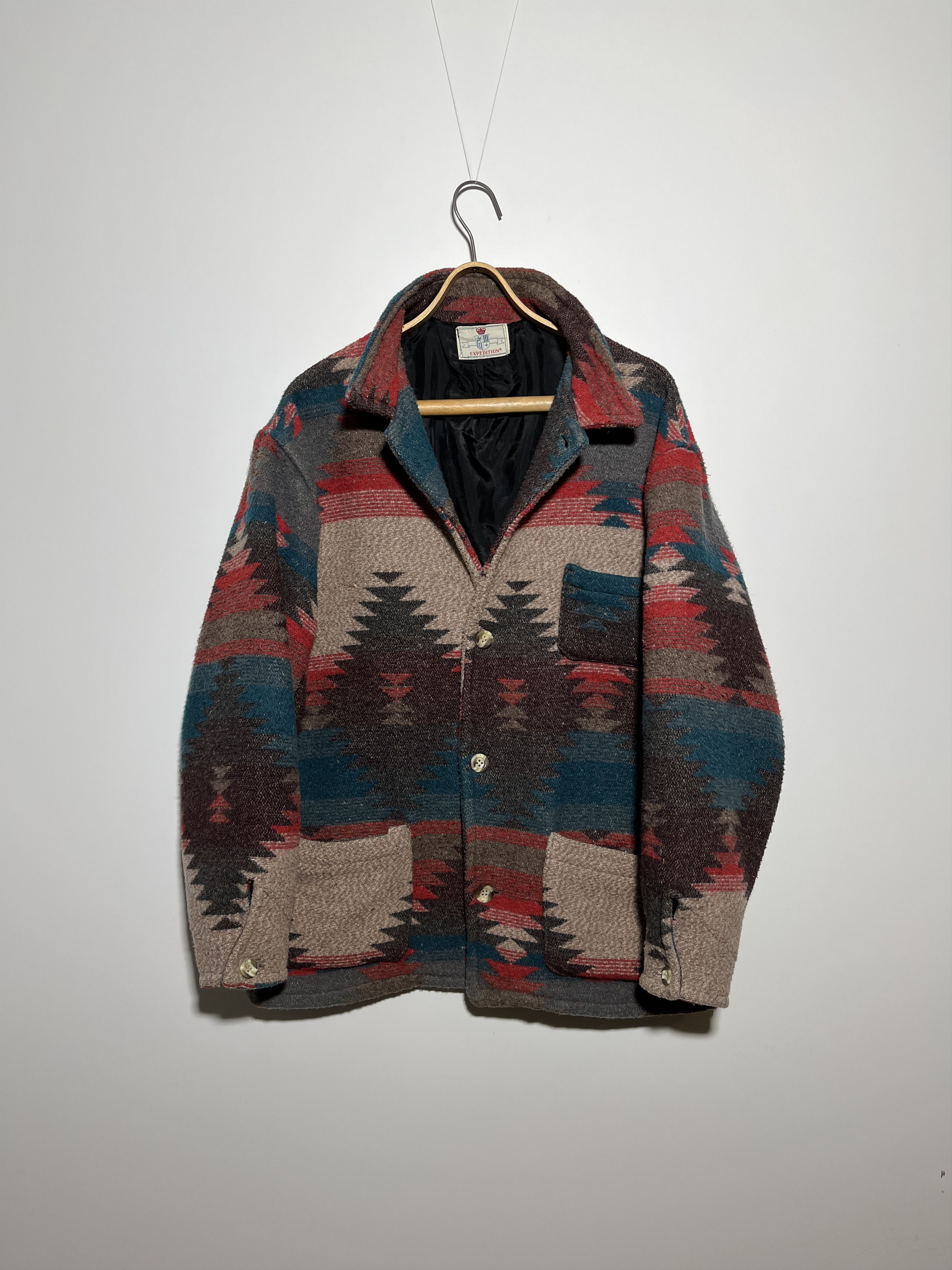 Native × Vintage Vintage 90s Aztec Pattern Wool Coat Jacket Size L Size US L / EU 52-54 / 3 - 3 Thumbnail