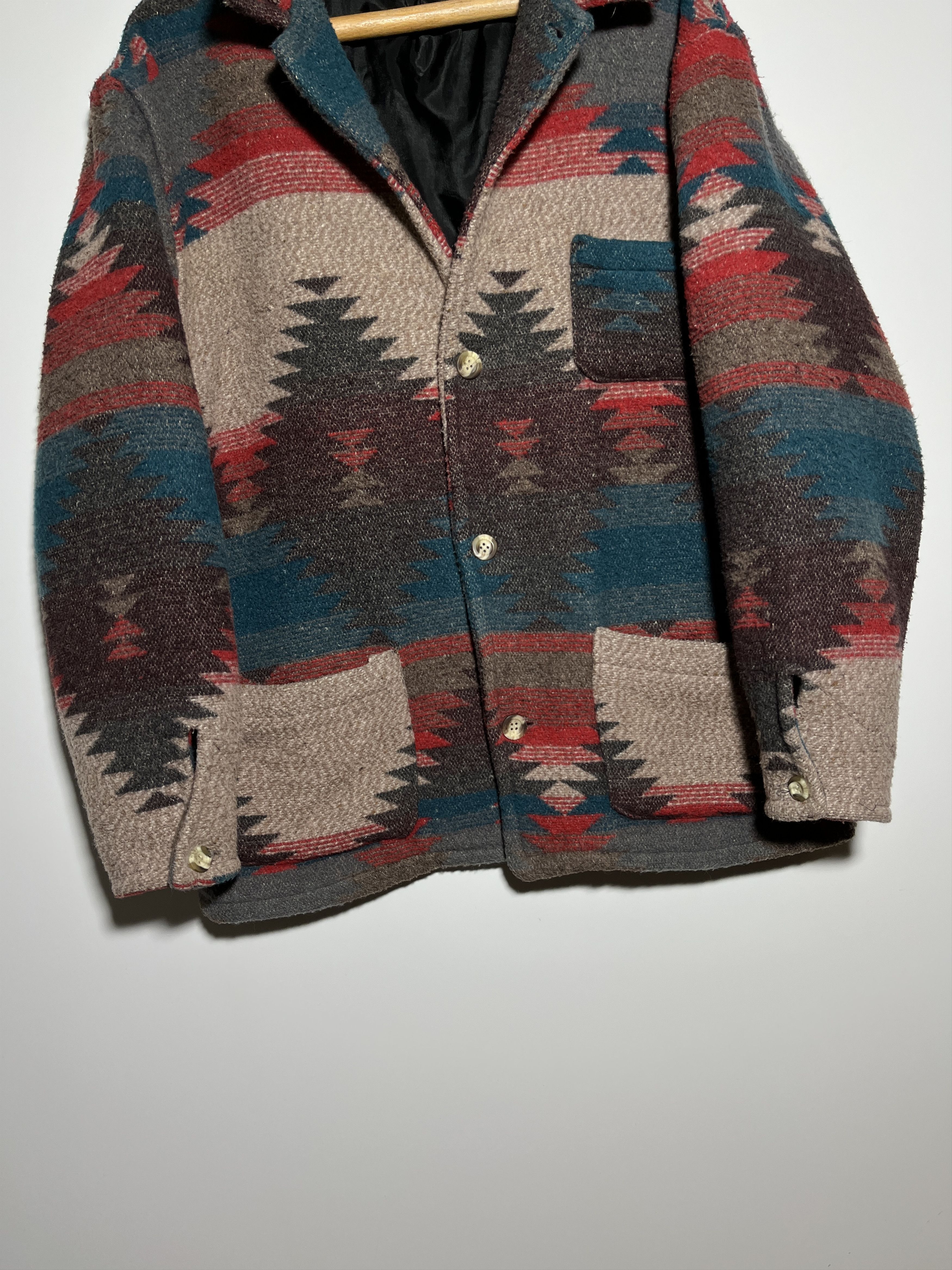 Native × Vintage Vintage 90s Aztec Pattern Wool Coat Jacket Size L Size US L / EU 52-54 / 3 - 7 Thumbnail