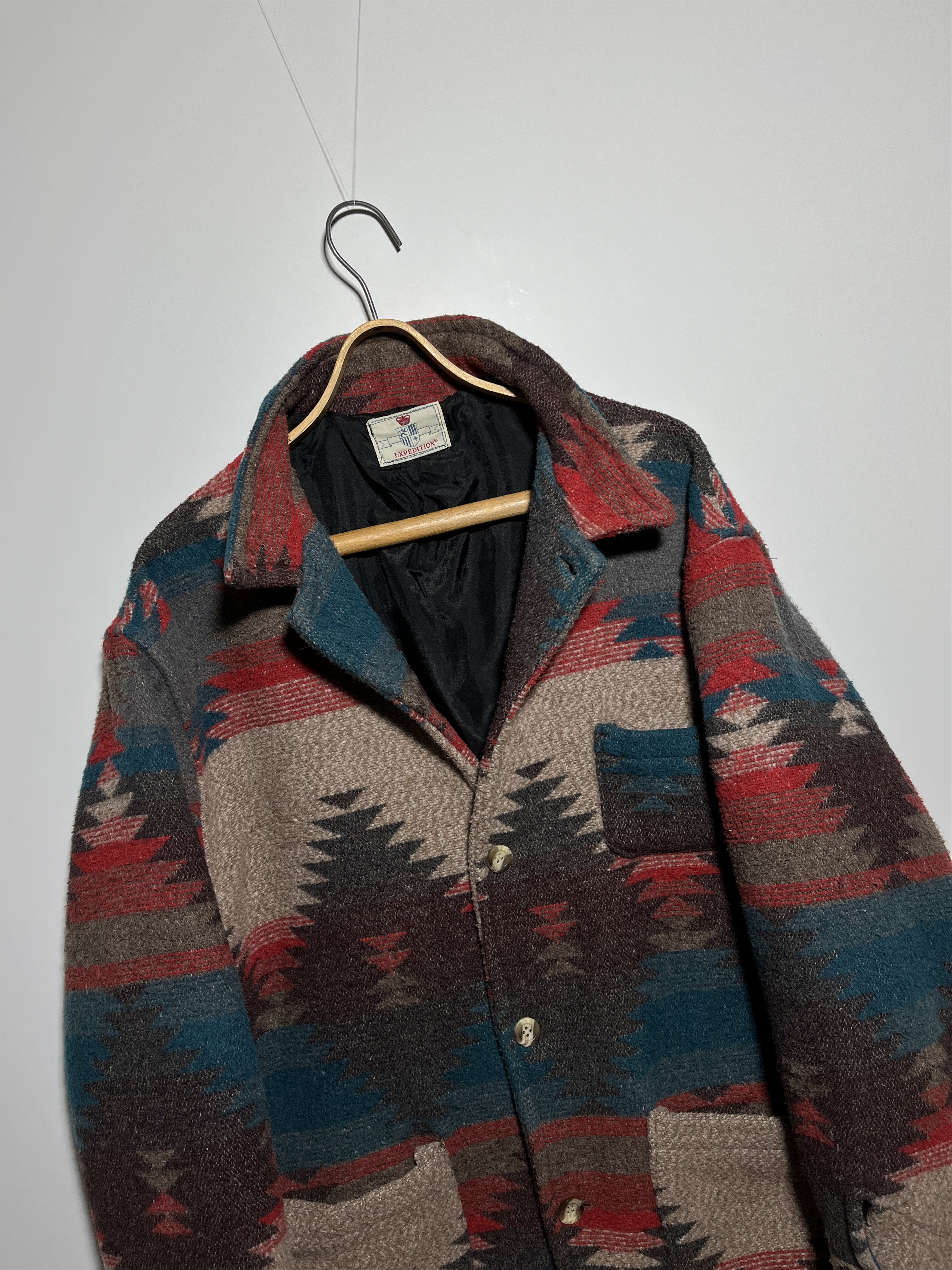 Native × Vintage Vintage 90s Aztec Pattern Wool Coat Jacket Size L Size US L / EU 52-54 / 3 - 6 Thumbnail