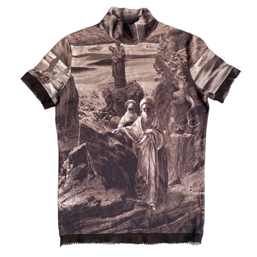Jean Paul Gaultier JPG Nomad Mock Neck Net Hem T Shirt Size US S / EU 44-46 / 1 - 1 Thumbnail