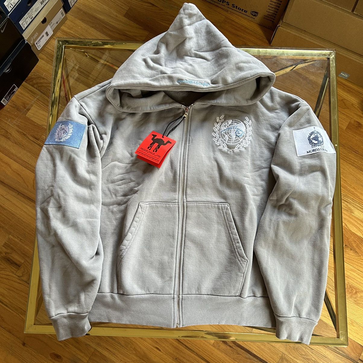 Aris Tatalovich × murd333r.fm PEACEMAKER BOXY CROPPED HEAVYWEiGHT ZiP UP HOODiE GREY Size US L / EU 52-54 / 3 - 2 Thumbnail