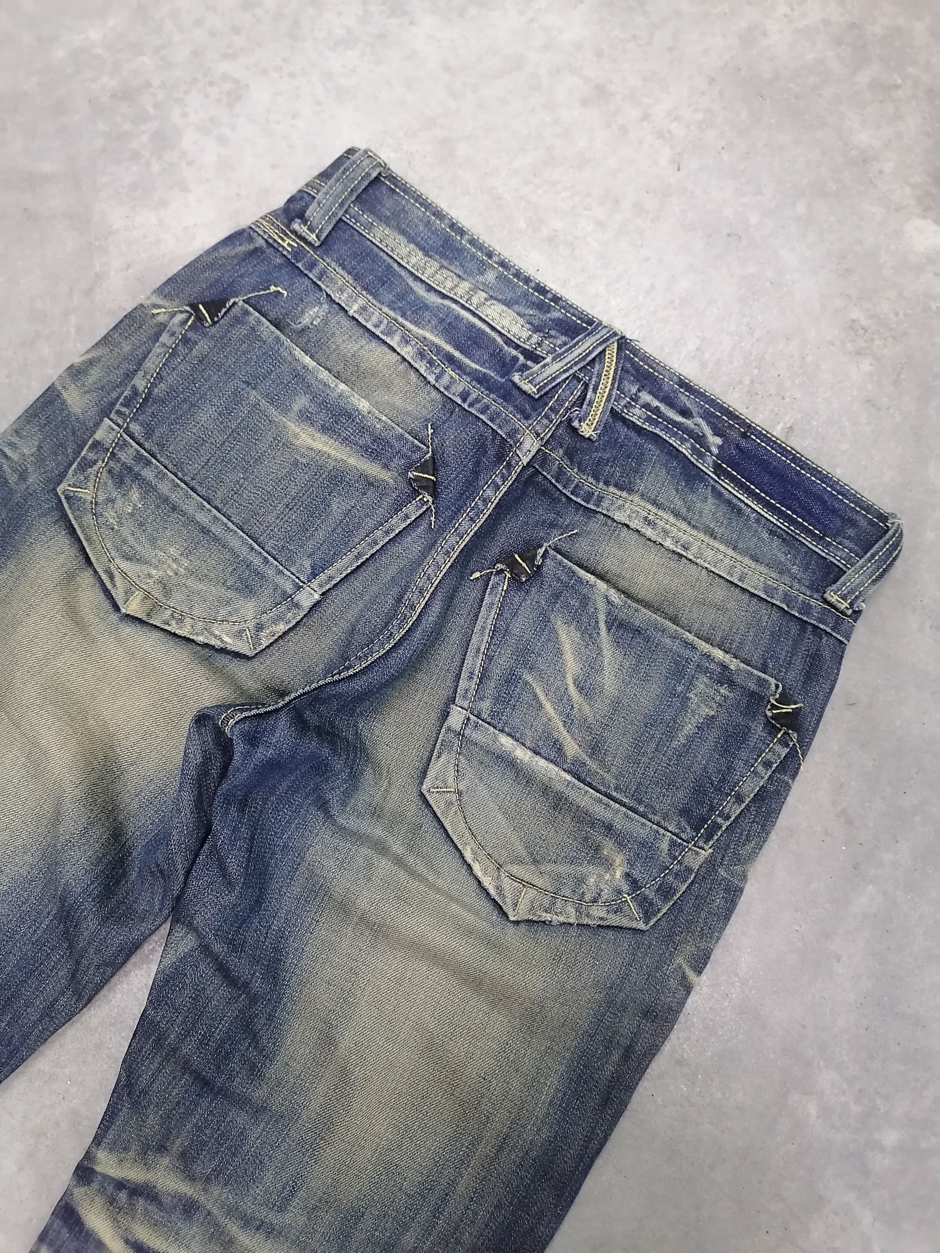 Japanese Brand Sick🔥Trashed Interrogation Rip Distressed Denim Pants⚡⚡⚡ Size US 30 / EU 46 - 8 Thumbnail