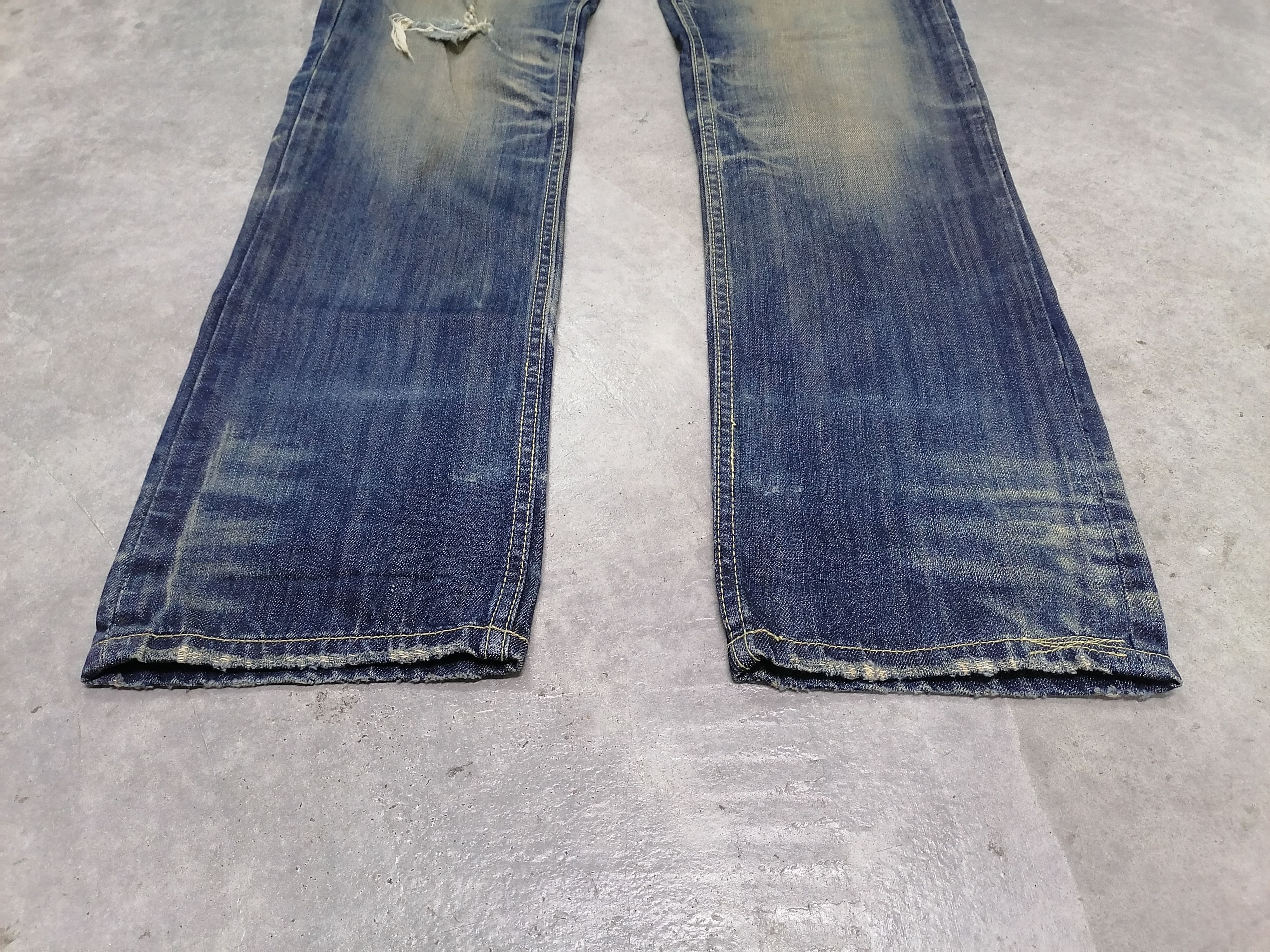 Japanese Brand Sick🔥Trashed Interrogation Rip Distressed Denim Pants⚡⚡⚡ Size US 30 / EU 46 - 3 Thumbnail