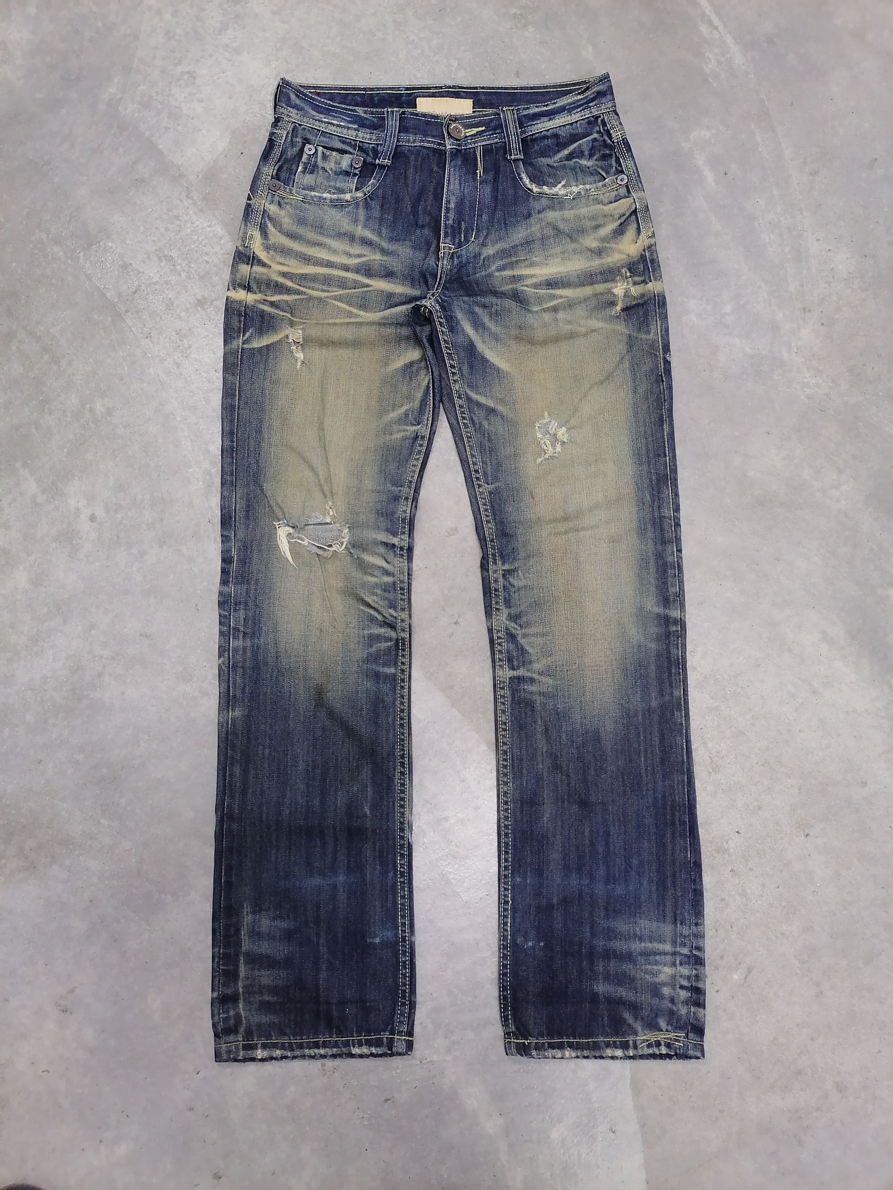 Japanese Brand Sick🔥Trashed Interrogation Rip Distressed Denim Pants⚡⚡⚡ Size US 30 / EU 46 - 2 Thumbnail