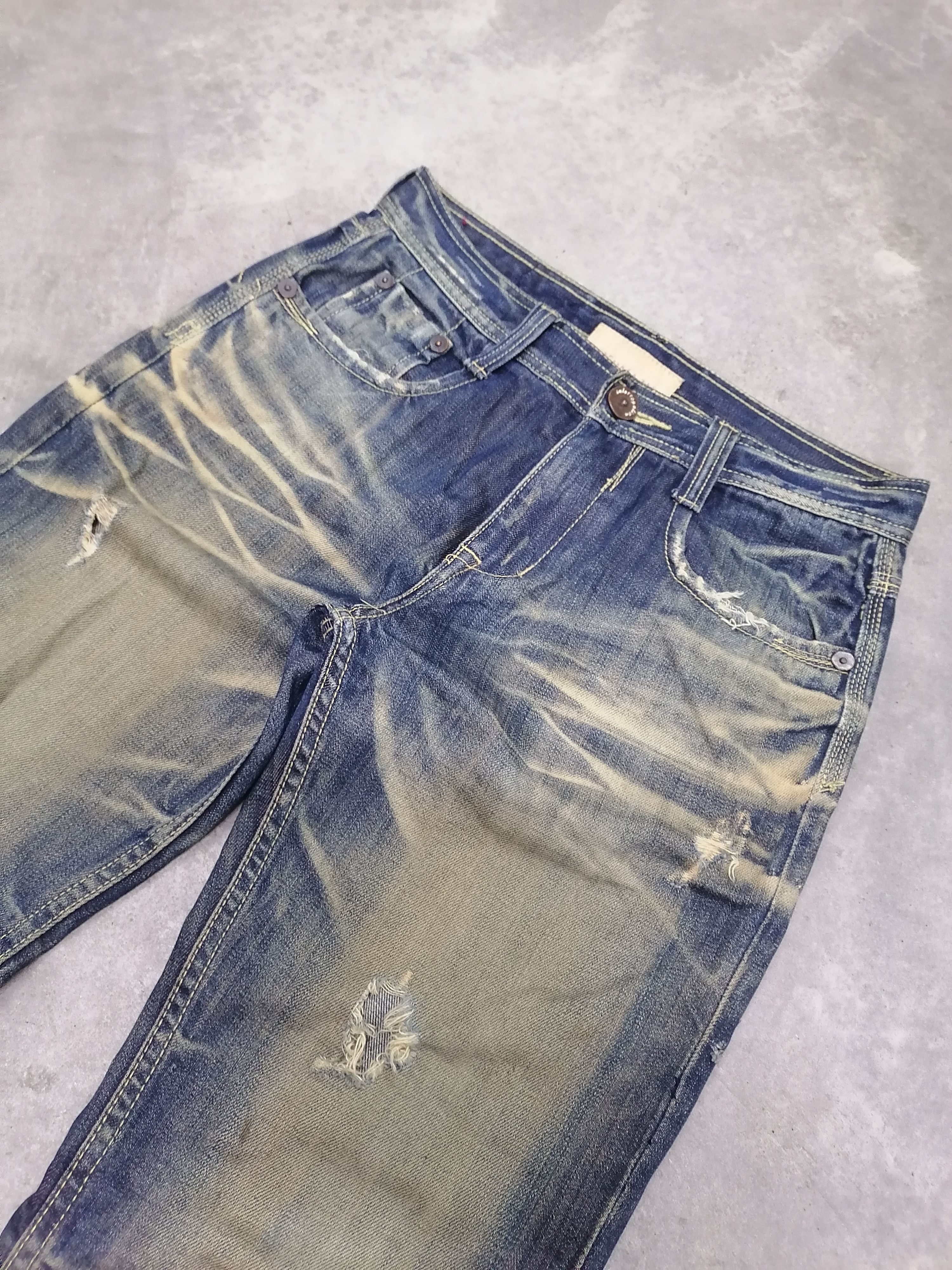 Japanese Brand Sick🔥Trashed Interrogation Rip Distressed Denim Pants⚡⚡⚡ Size US 30 / EU 46 - 5 Thumbnail
