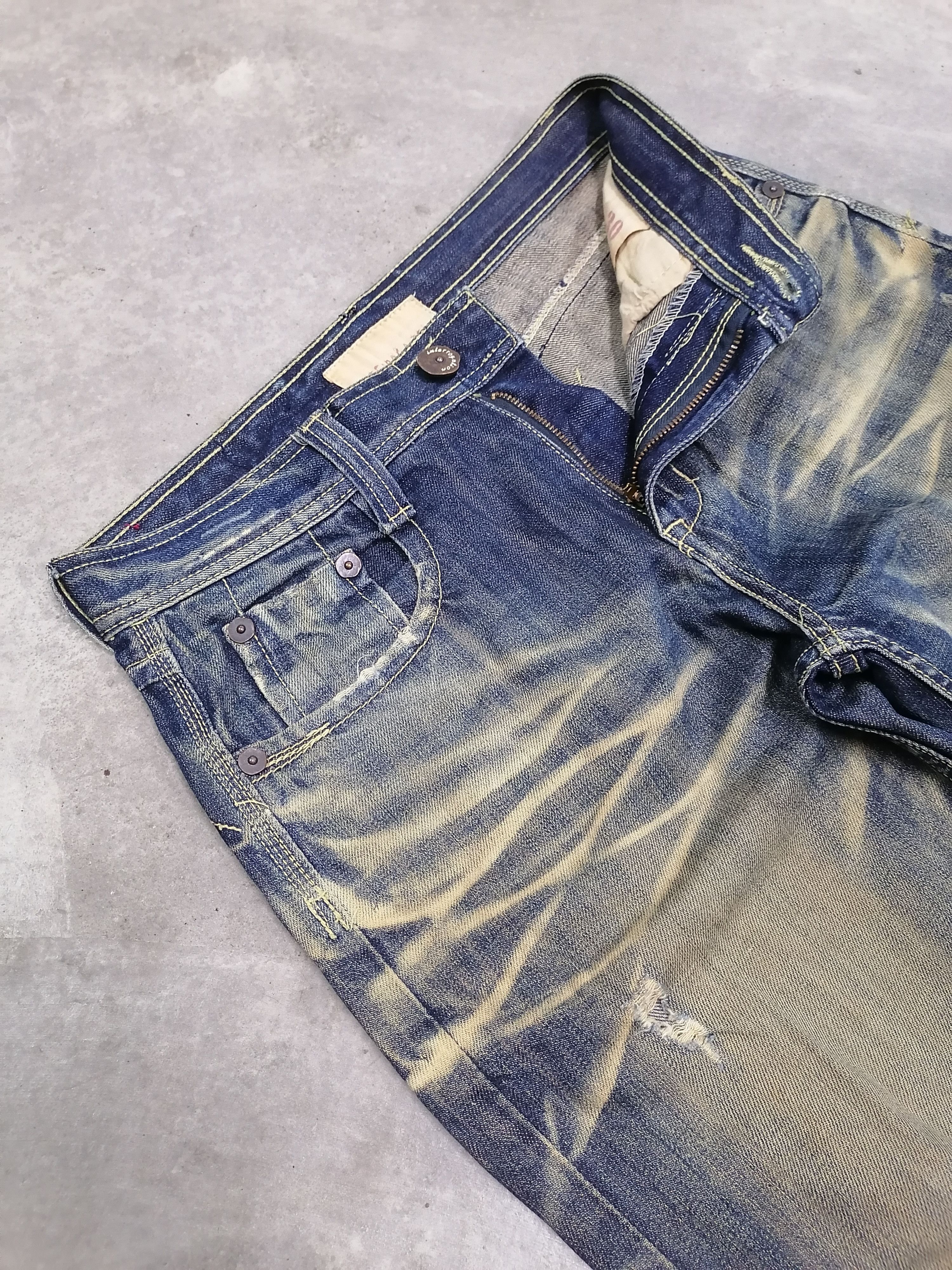 Japanese Brand Sick🔥Trashed Interrogation Rip Distressed Denim Pants⚡⚡⚡ Size US 30 / EU 46 - 6 Thumbnail