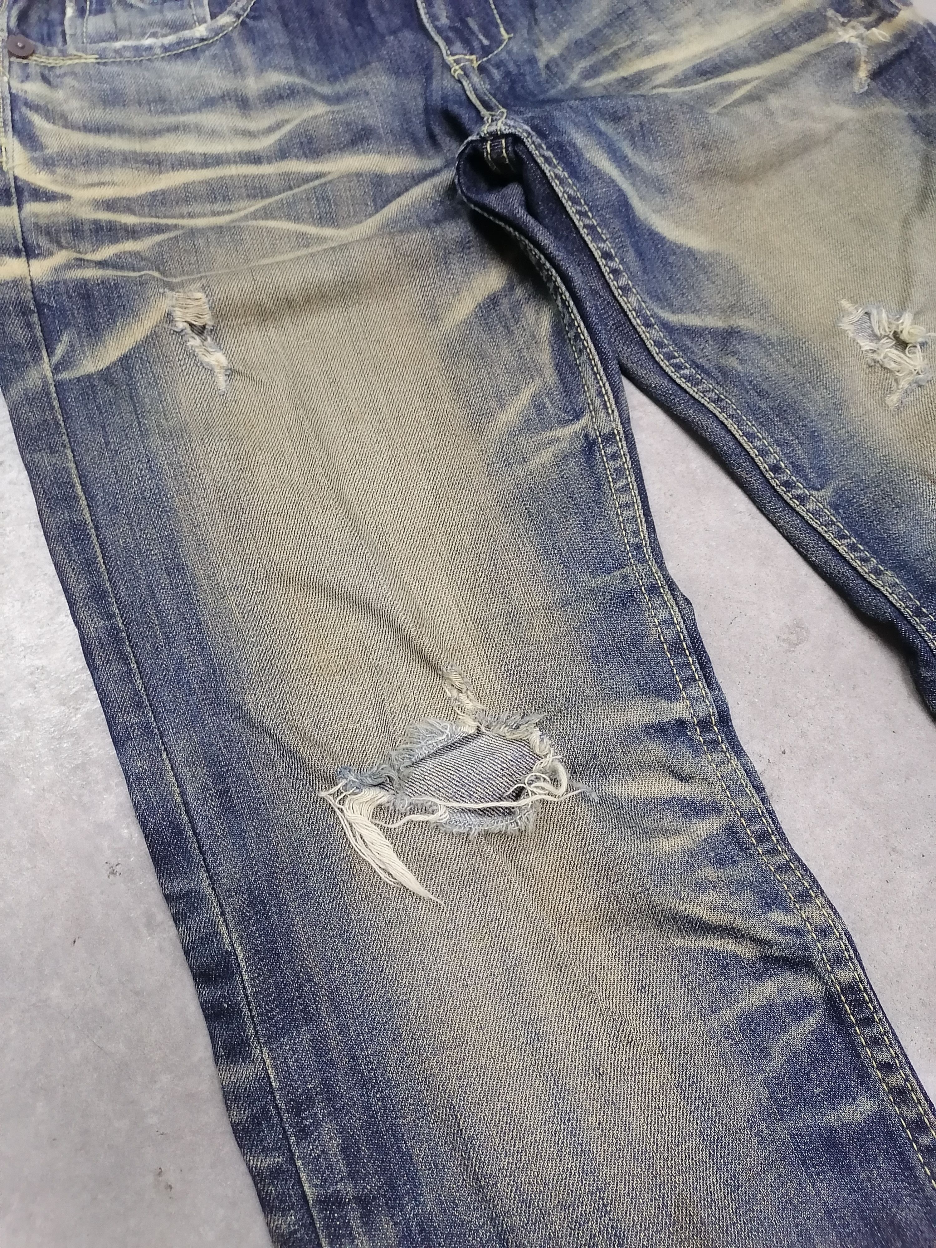 Japanese Brand Sick🔥Trashed Interrogation Rip Distressed Denim Pants⚡⚡⚡ Size US 30 / EU 46 - 4 Thumbnail