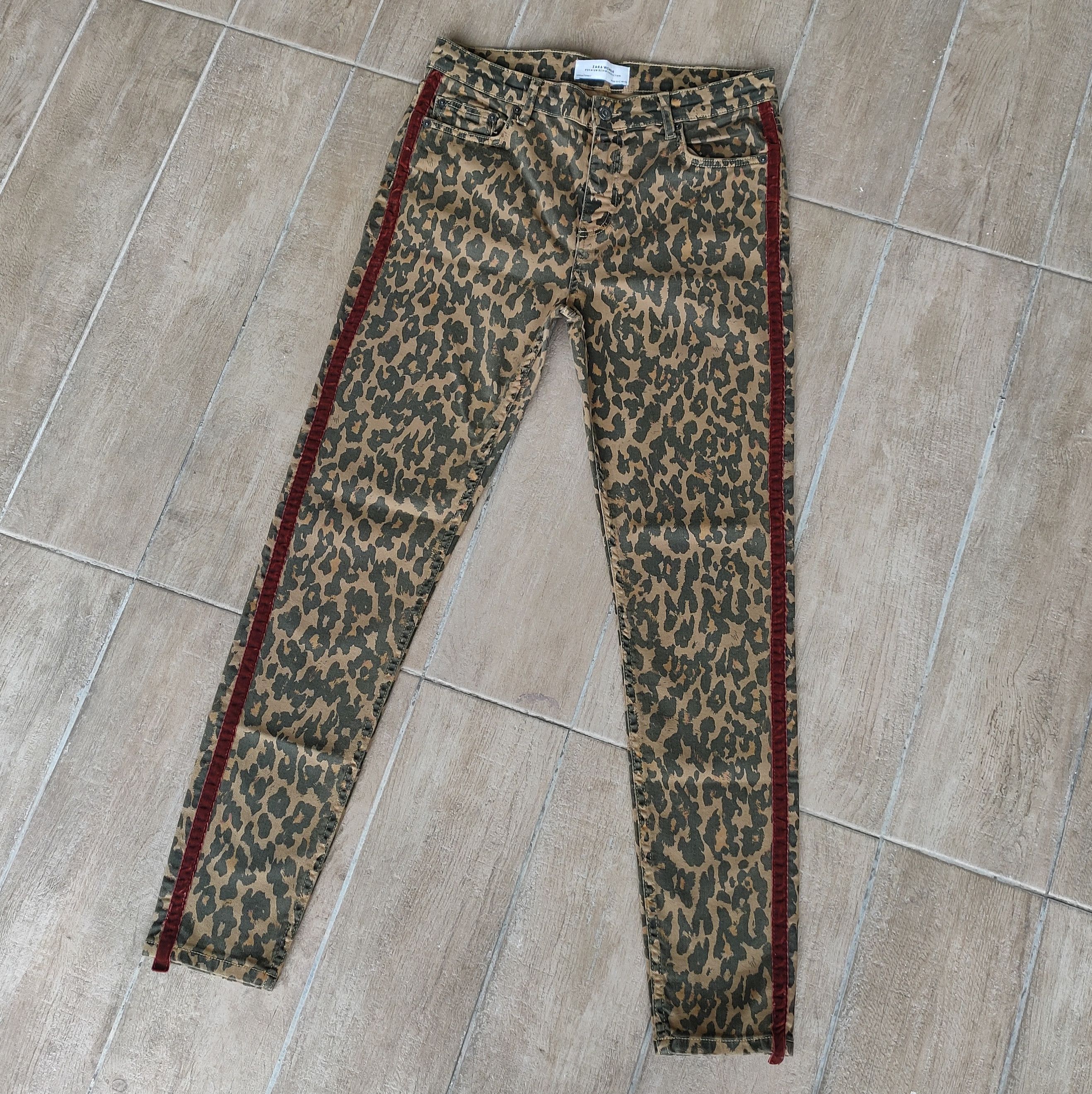 image of Leopard Print Skinny Jeans Zara in Dark Leopard, Men's (Size 29)