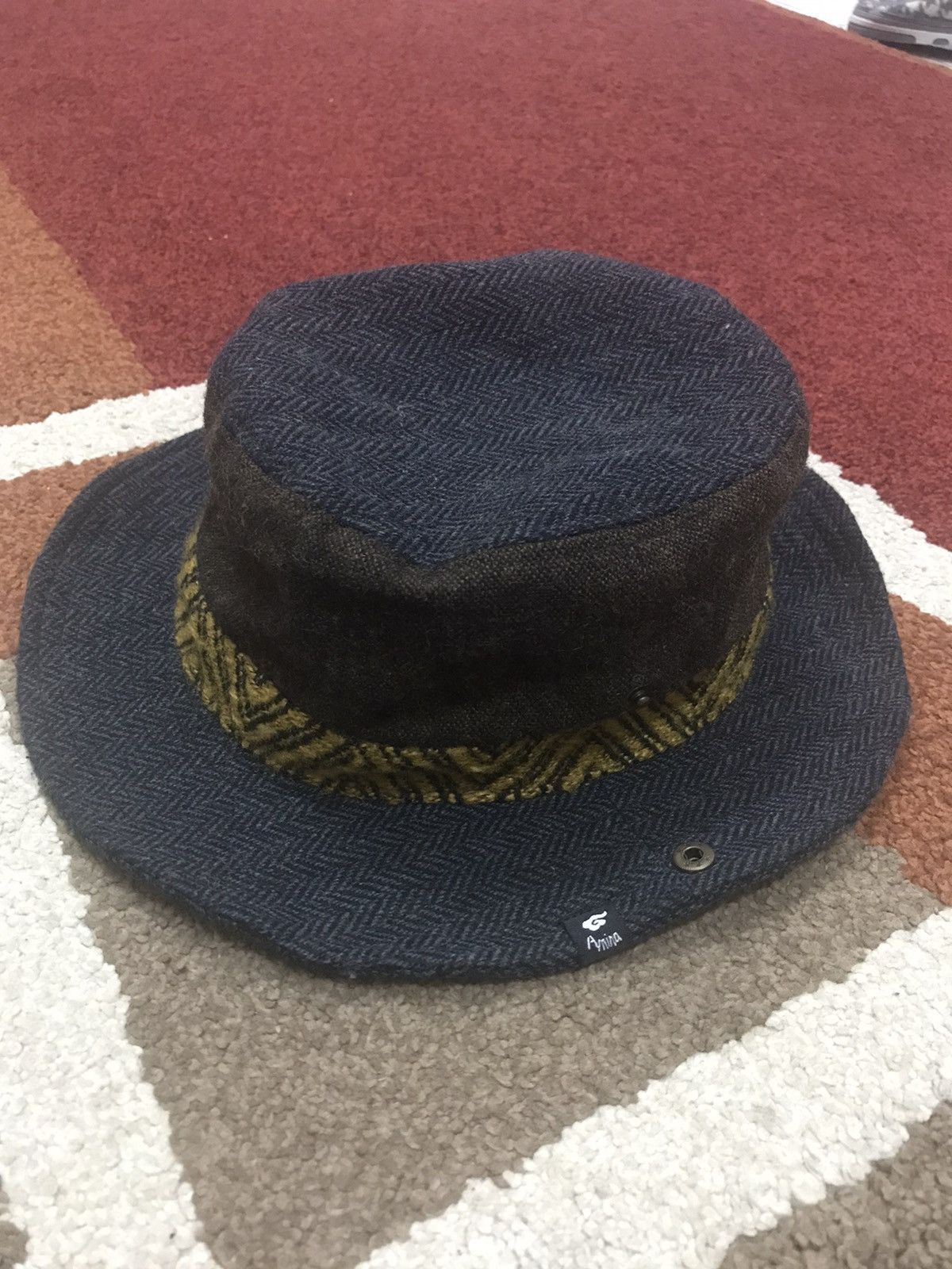 Japanese Brand Very Rare Archival Amina Multi Tones Cross Material Hat Size ONE SIZE - 4 Thumbnail
