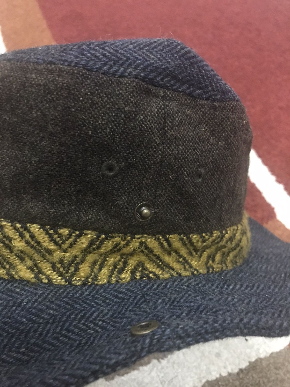 Japanese Brand Very Rare Archival Amina Multi Tones Cross Material Hat Size ONE SIZE - 8 Thumbnail