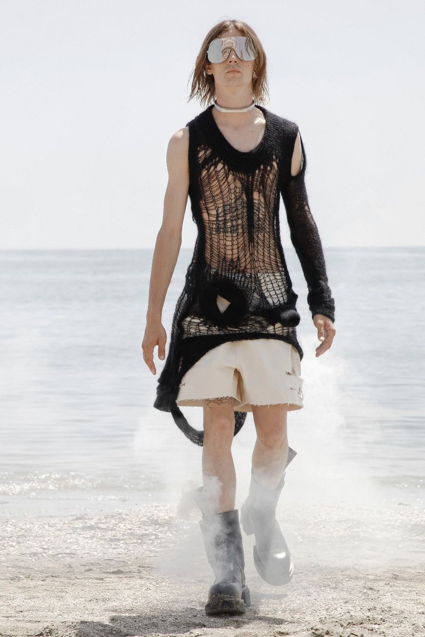 image of Rick Owens Ss20 “Fogachine” Mohair Spider Web Banana in Black, Men's (Size Small)