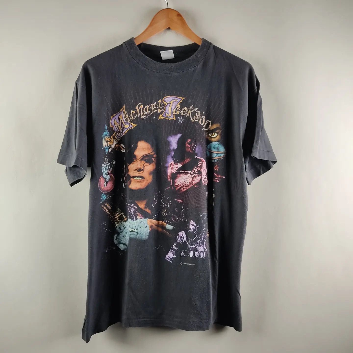 Image of Band Tees x Michael Jackson 90's Michael Jackson King Of Pop in Black, Men's (Size XL)