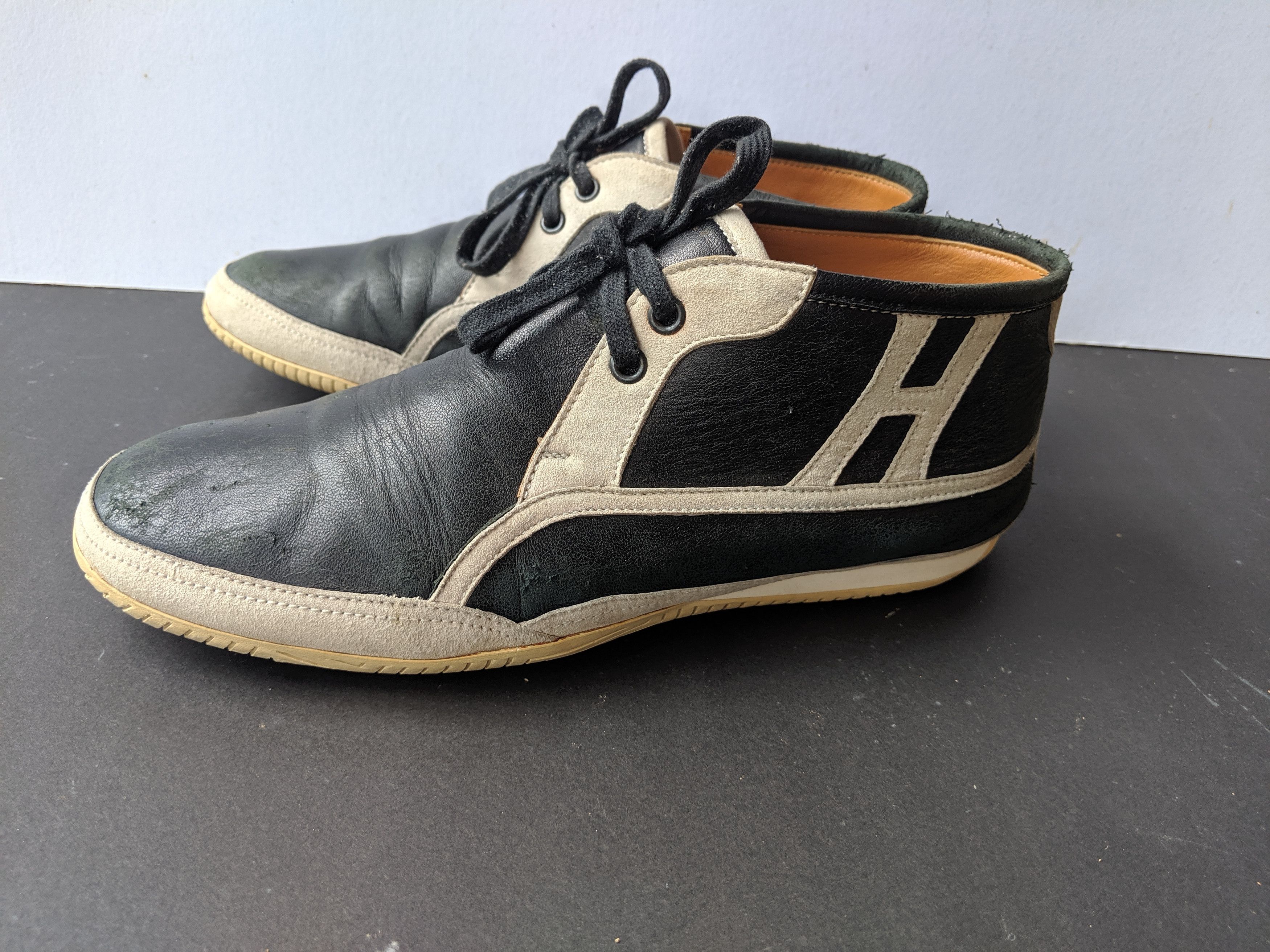 Hermes × Vintage Authentic Vintage hightop sneakers Hermes black and white leather/suede made in italy Size US 7.5 / EU 40-41 - 1 Thumbnail