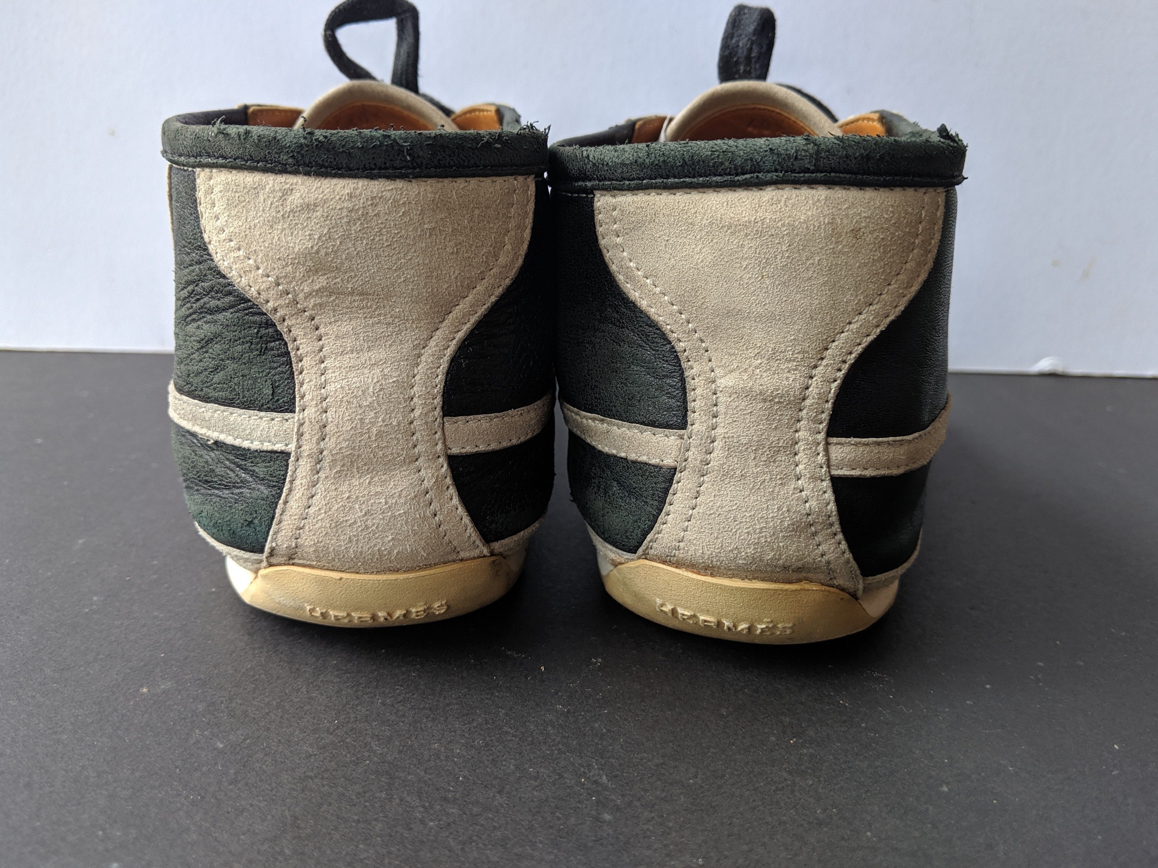 Hermes × Vintage Authentic Vintage hightop sneakers Hermes black and white leather/suede made in italy Size US 7.5 / EU 40-41 - 3 Thumbnail