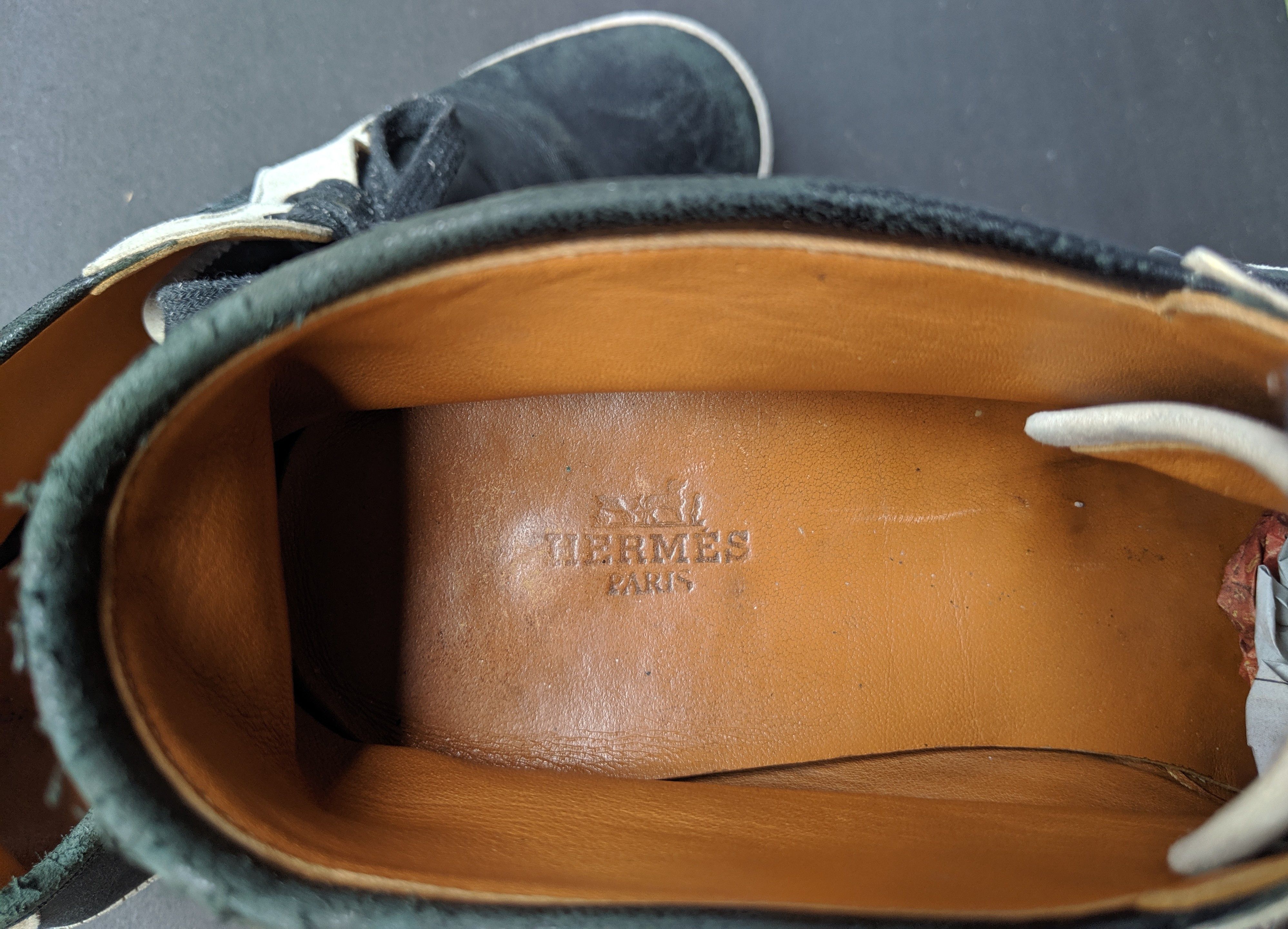 Hermes × Vintage Authentic Vintage hightop sneakers Hermes black and white leather/suede made in italy Size US 7.5 / EU 40-41 - 7 Thumbnail