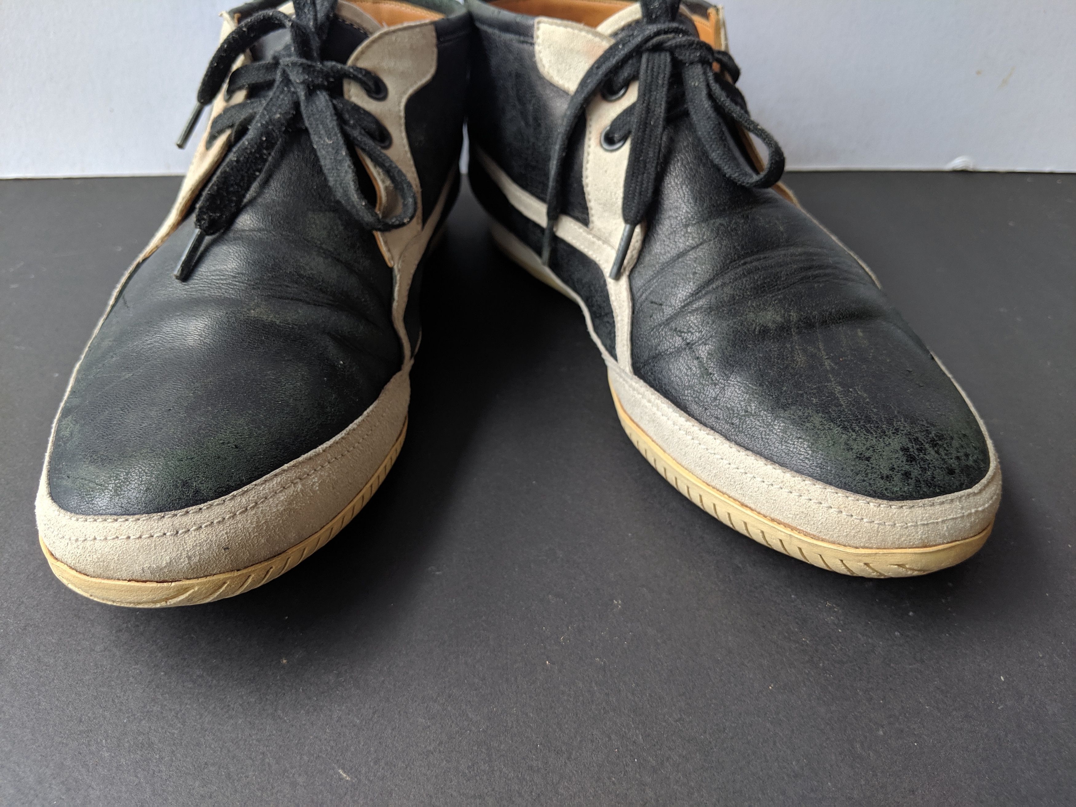 Hermes × Vintage Authentic Vintage hightop sneakers Hermes black and white leather/suede made in italy Size US 7.5 / EU 40-41 - 4 Thumbnail