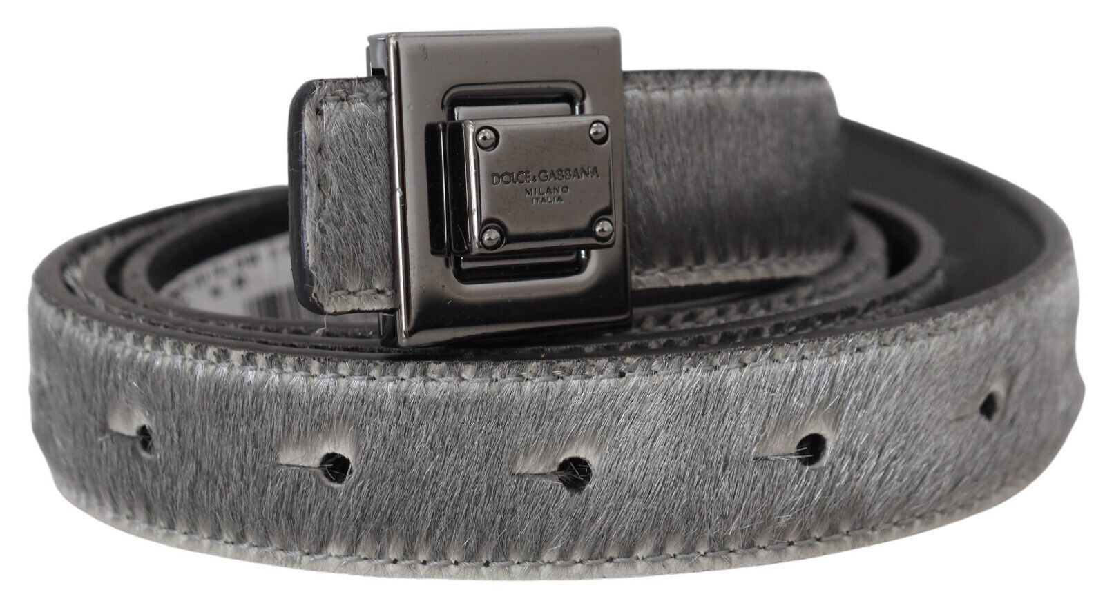 Dolce & Gabbana Bronze Leather Square Metal Buckle Belt