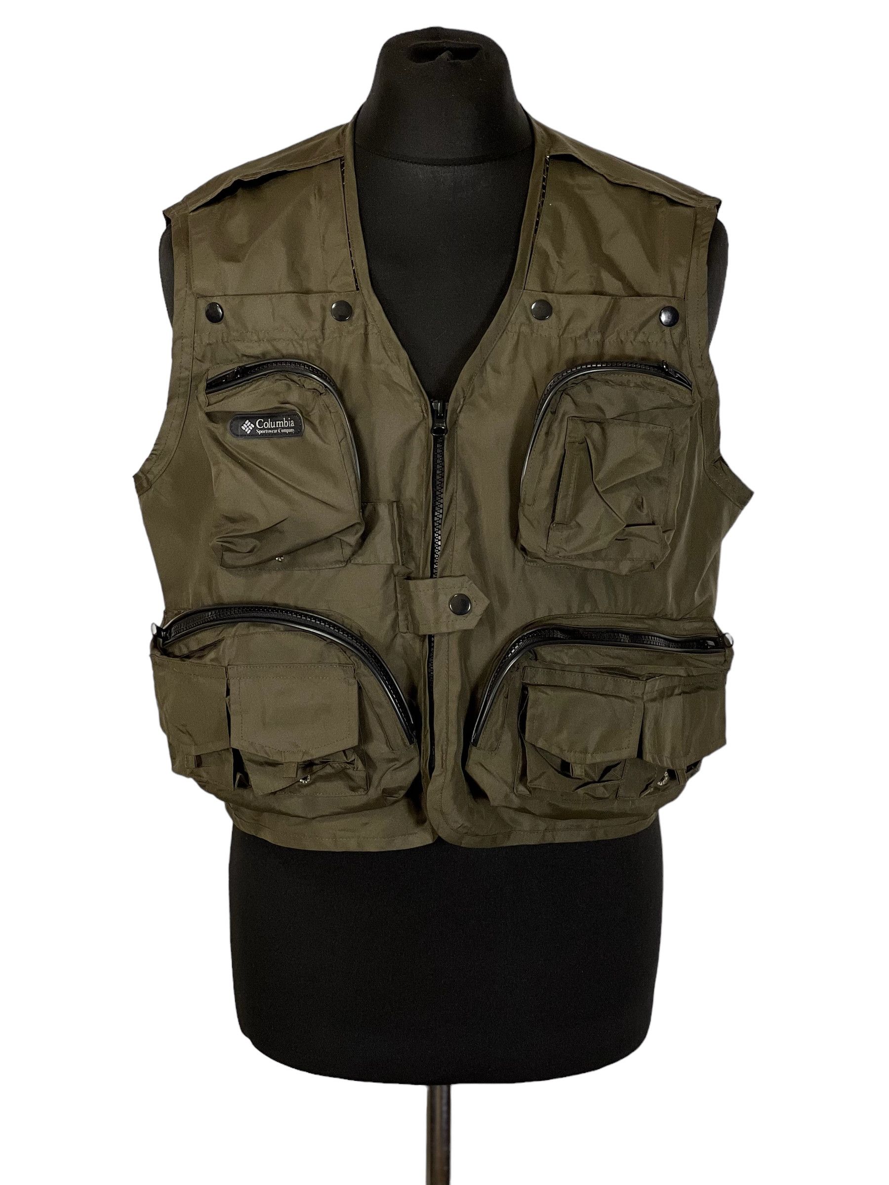 image of Columbia Nylon Multipocket Fishing Vest Size L in Olive, Men's