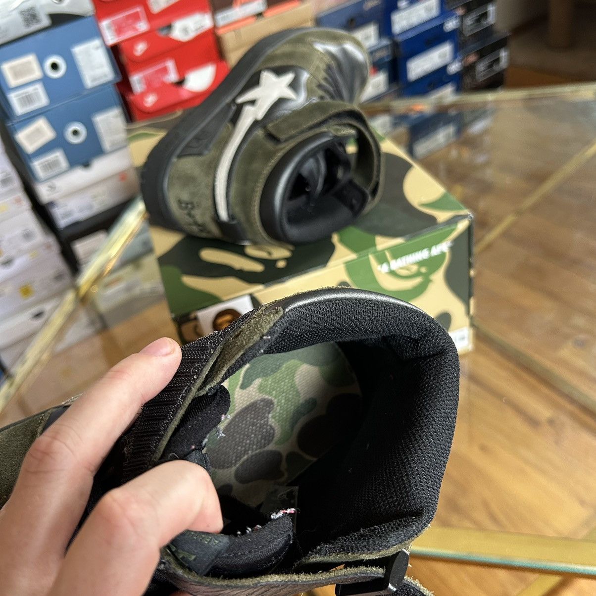 Bape 2021 SPRiNG SUMMER BLOCKSTA Hi DARK GREY OLiVE GREEN BAPESTA Size US 10 / EU 43 - 13 Thumbnail