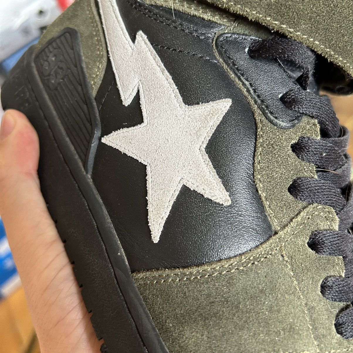Bape 2021 SPRiNG SUMMER BLOCKSTA Hi DARK GREY OLiVE GREEN BAPESTA Size US 10 / EU 43 - 5 Thumbnail