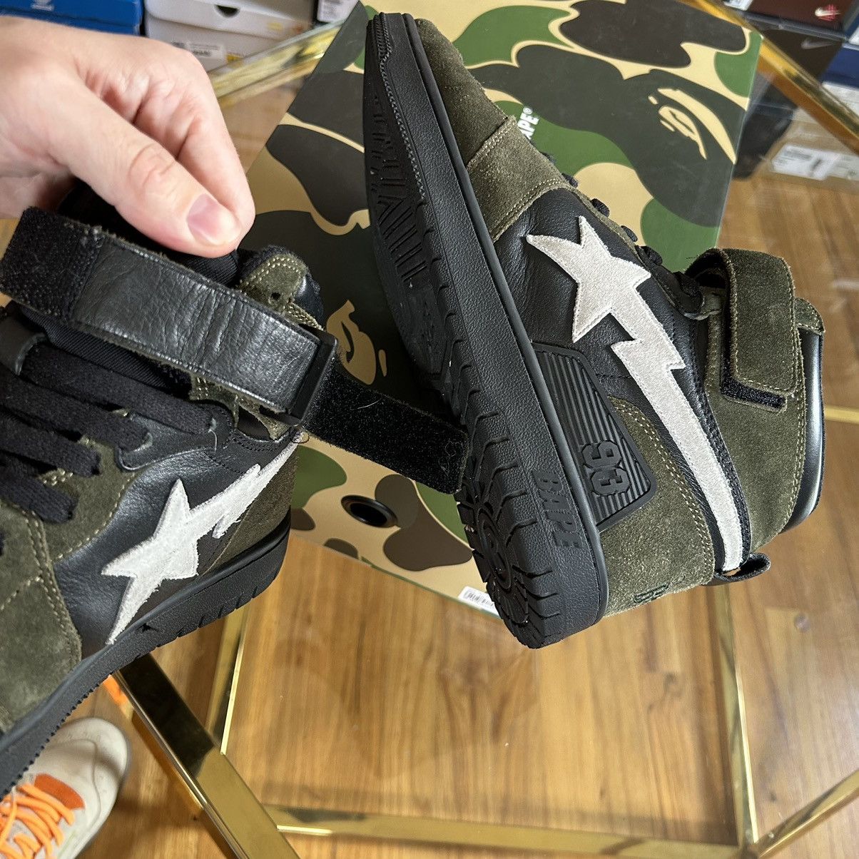 Bape 2021 SPRiNG SUMMER BLOCKSTA Hi DARK GREY OLiVE GREEN BAPESTA Size US 10 / EU 43 - 14 Thumbnail