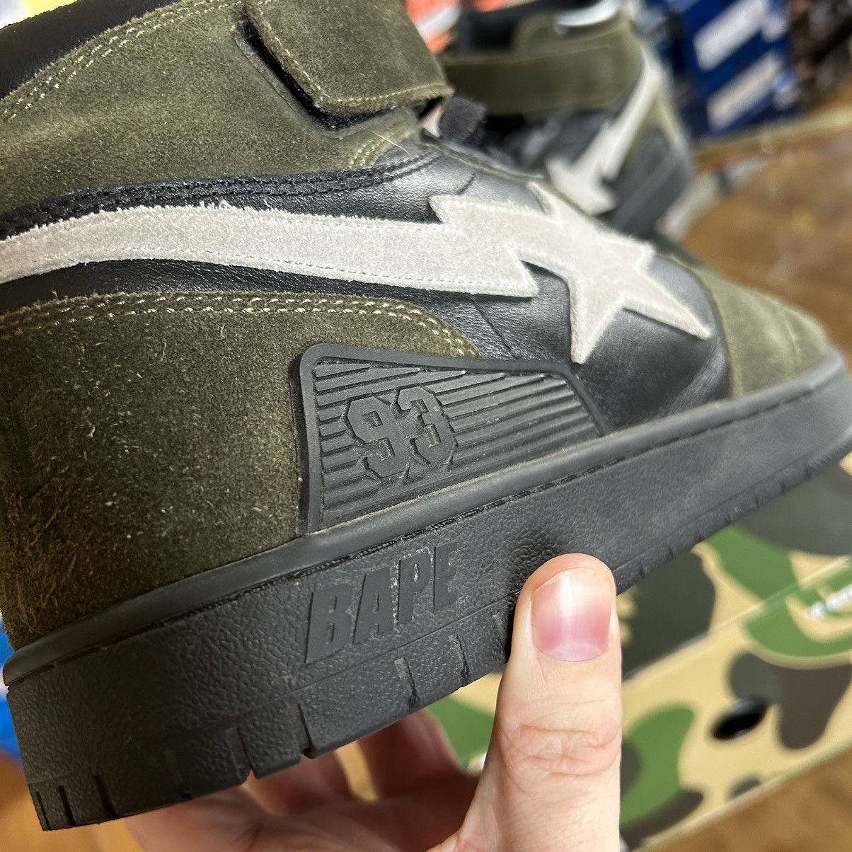Bape 2021 SPRiNG SUMMER BLOCKSTA Hi DARK GREY OLiVE GREEN BAPESTA Size US 10 / EU 43 - 6 Thumbnail