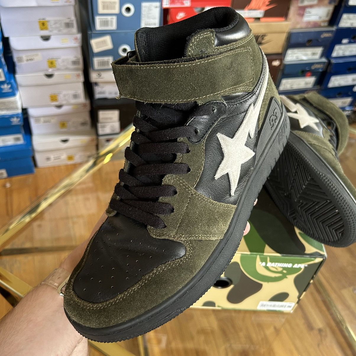 Bape 2021 SPRiNG SUMMER BLOCKSTA Hi DARK GREY OLiVE GREEN BAPESTA Size US 10 / EU 43 - 15 Thumbnail
