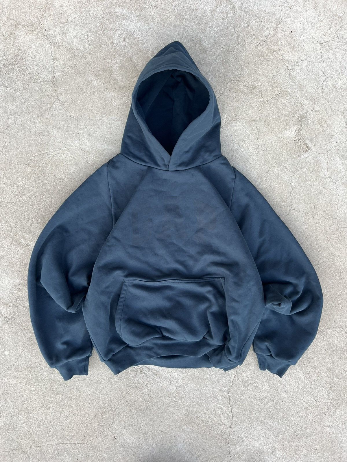 Gap × Kanye West NWT Yeezy Gap Shrunken Hoodie Dark Blue | Grailed