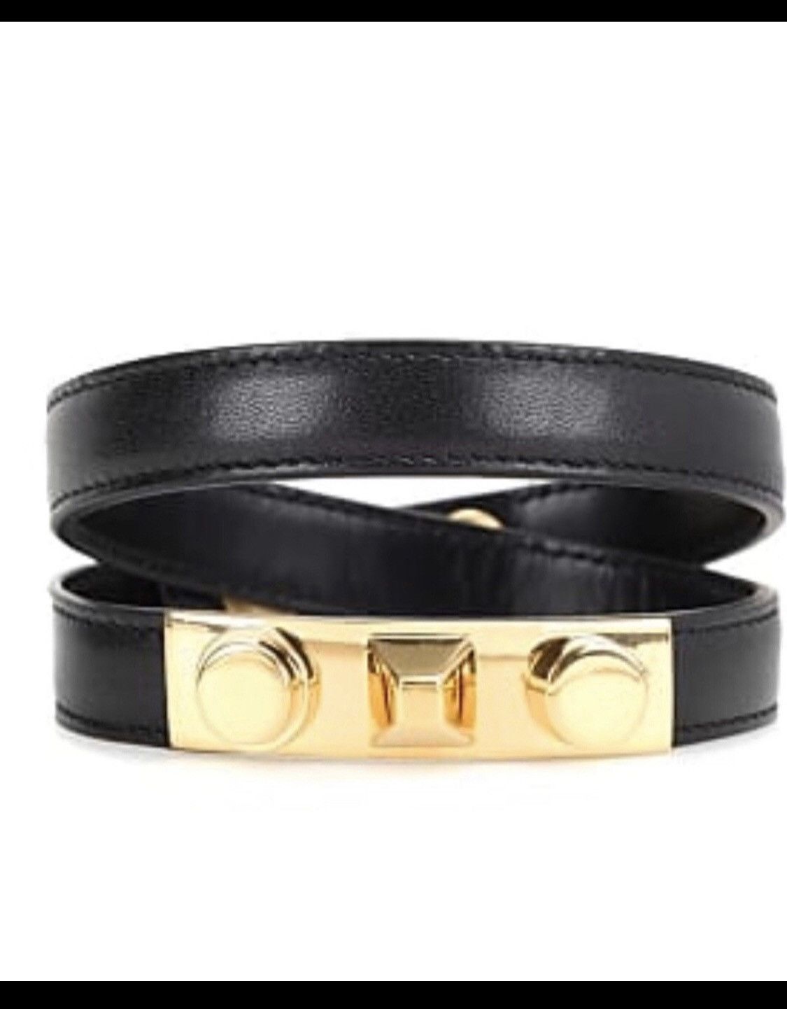 Hedi Slimane × Saint Laurent Paris Double Leather + Studded gold plated small Unisex New $790 Size ONE SIZE - 1 Thumbnail