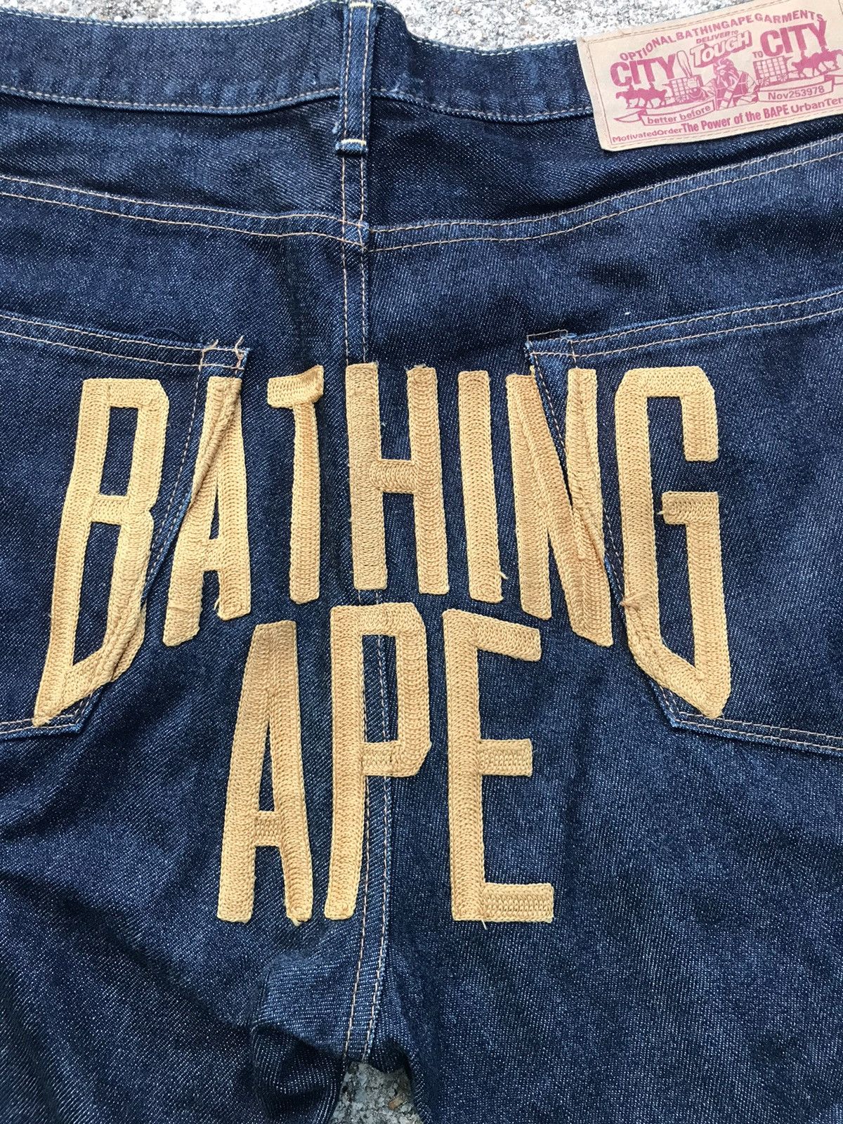 Bape A Bathing Ape Big Logo Embroidered Denim