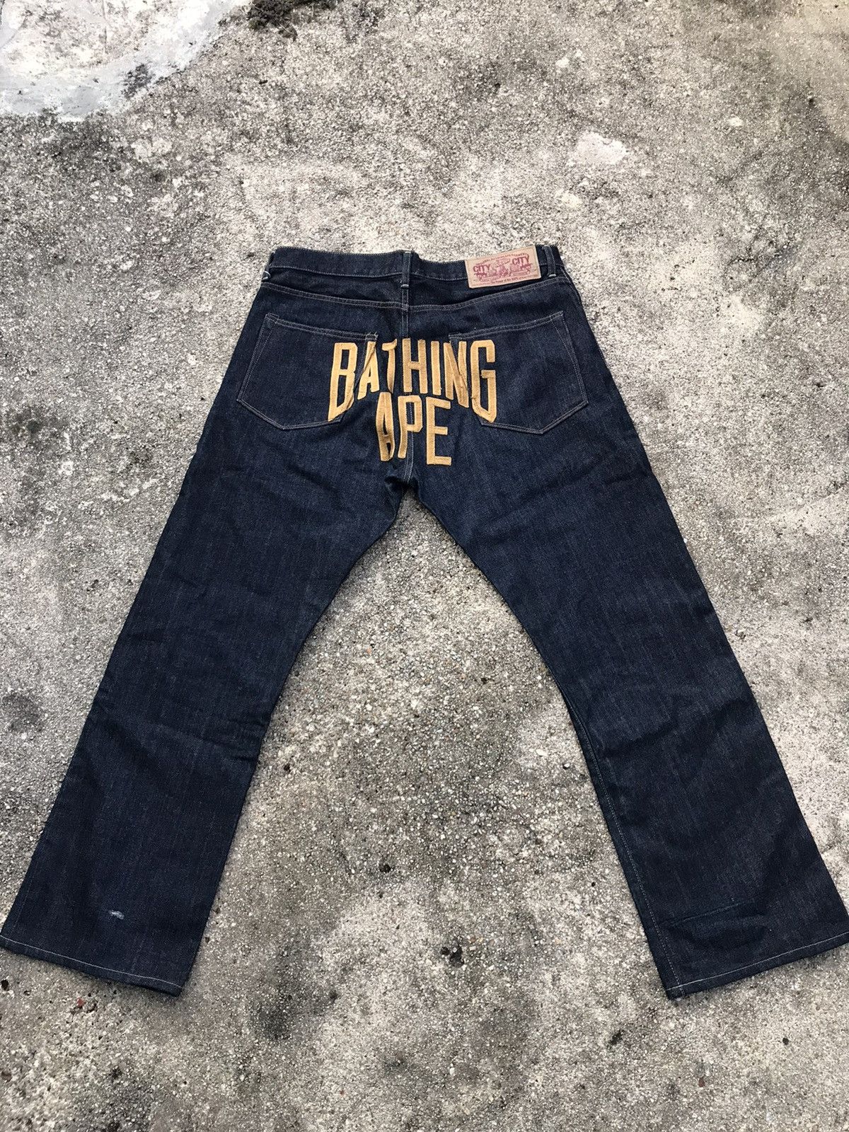 【美品】Bapeビッグロゴデニム Bape A Bathing Ape Big Logo Embroidered Denim
