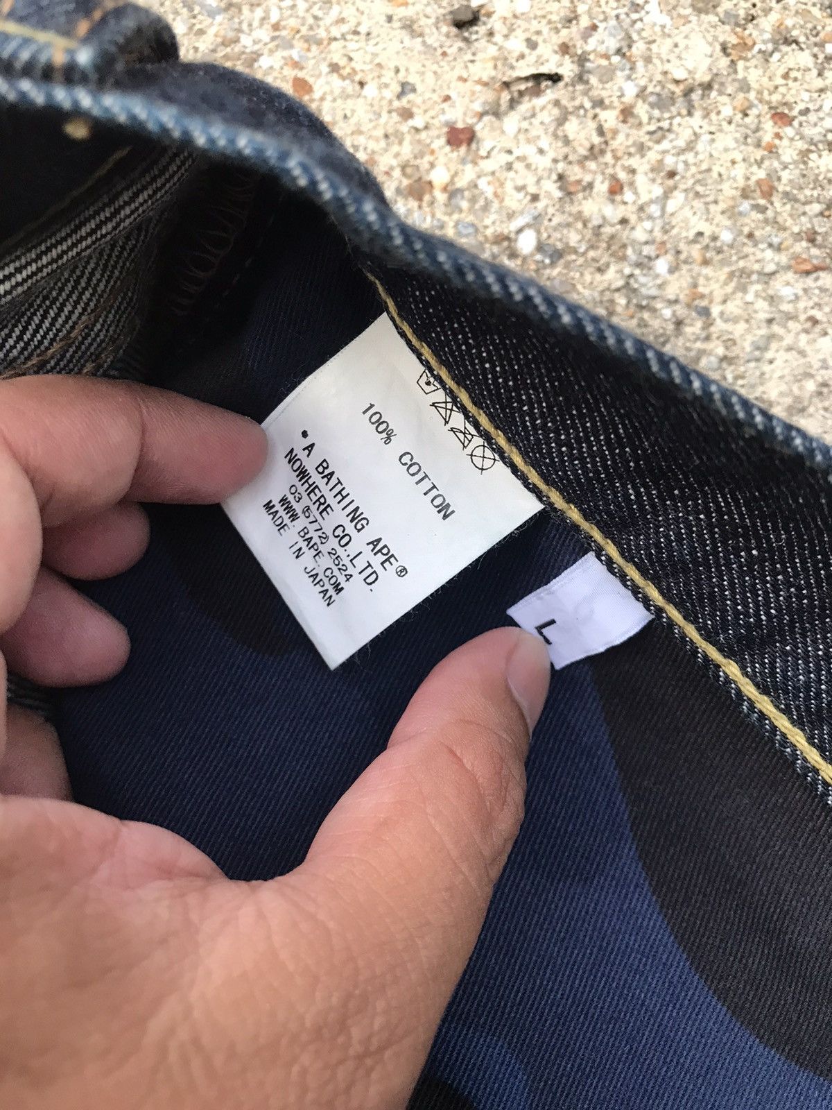 Bape A Bathing Ape Big Logo Embroidered Denim