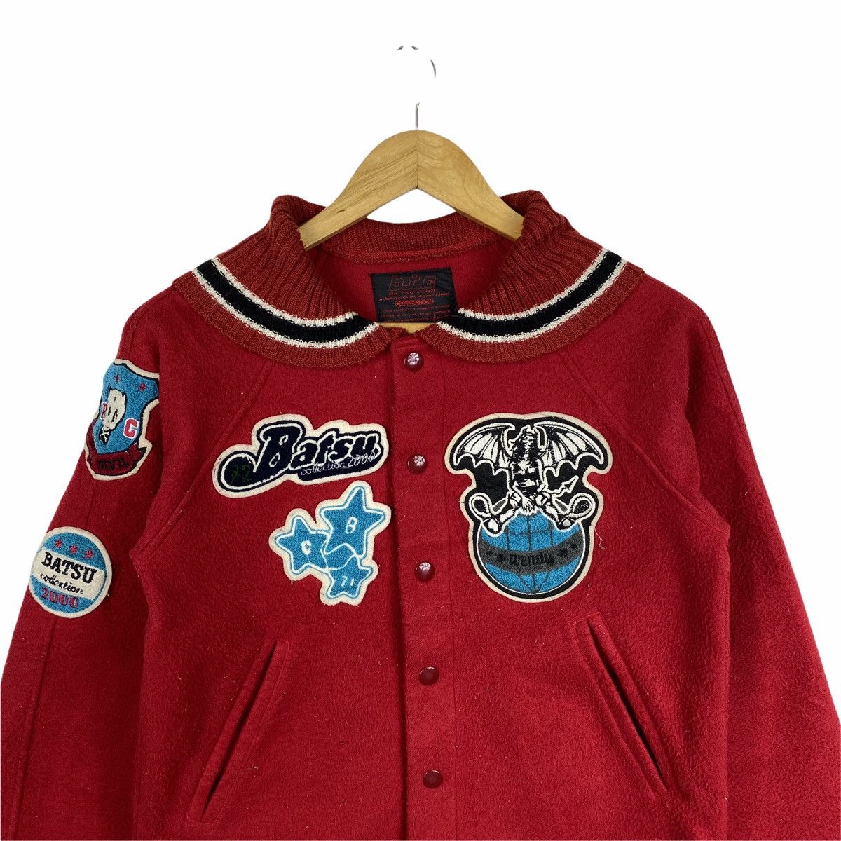 Japanese Brand × Vintage VINTAGE BATSU COLLECTION 2000 PATCH FLEECE VARSITY SWEATER Size US XS / EU 42 / 0 - 5 Thumbnail