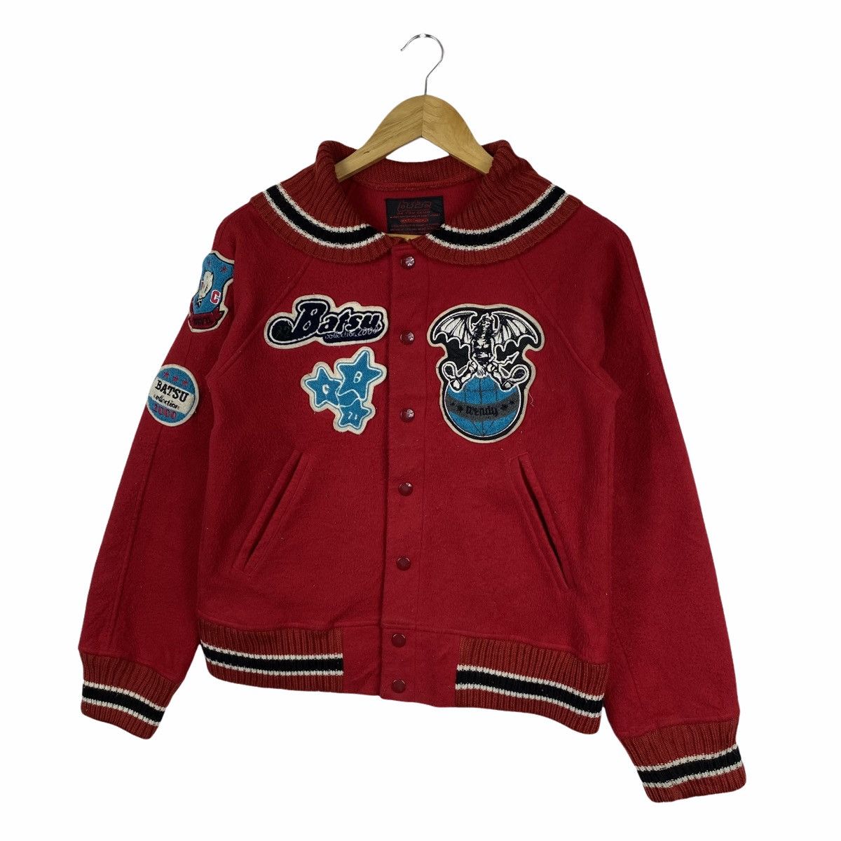 Japanese Brand × Vintage VINTAGE BATSU COLLECTION 2000 PATCH FLEECE VARSITY SWEATER Size US XS / EU 42 / 0 - 4 Thumbnail