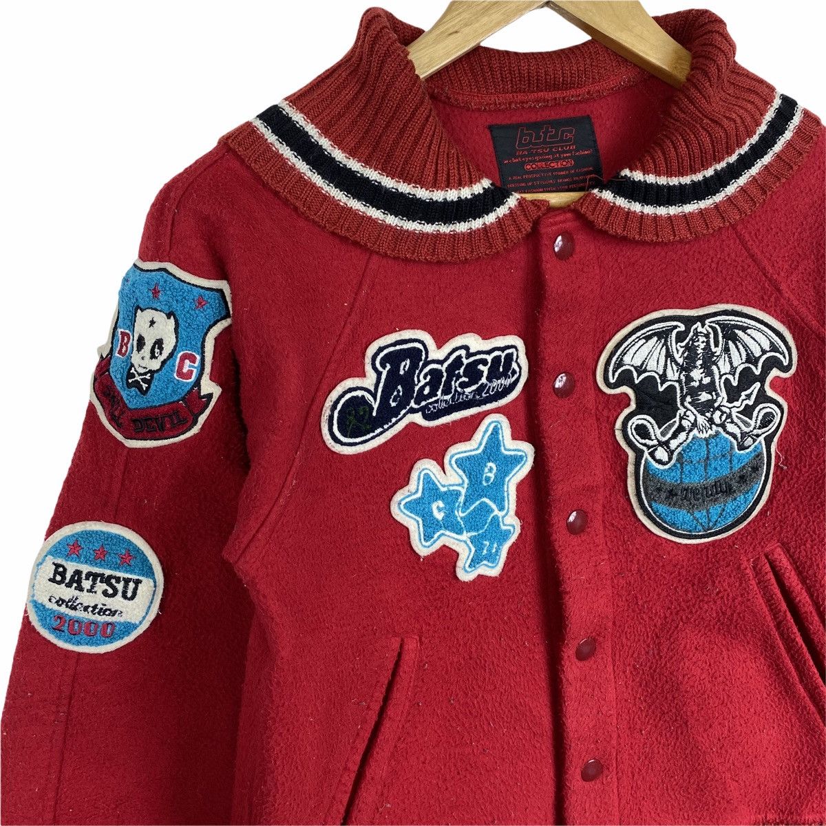 Japanese Brand × Vintage VINTAGE BATSU COLLECTION 2000 PATCH FLEECE VARSITY SWEATER Size US XS / EU 42 / 0 - 6 Thumbnail