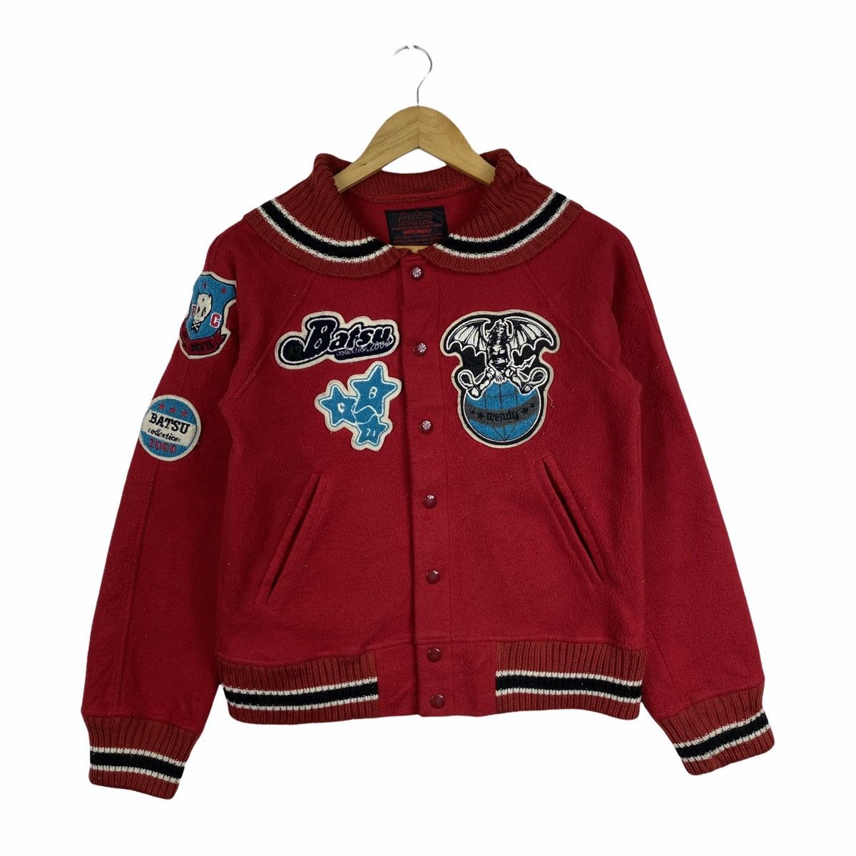 Japanese Brand × Vintage VINTAGE BATSU COLLECTION 2000 PATCH FLEECE VARSITY SWEATER Size US XS / EU 42 / 0 - 1 Thumbnail