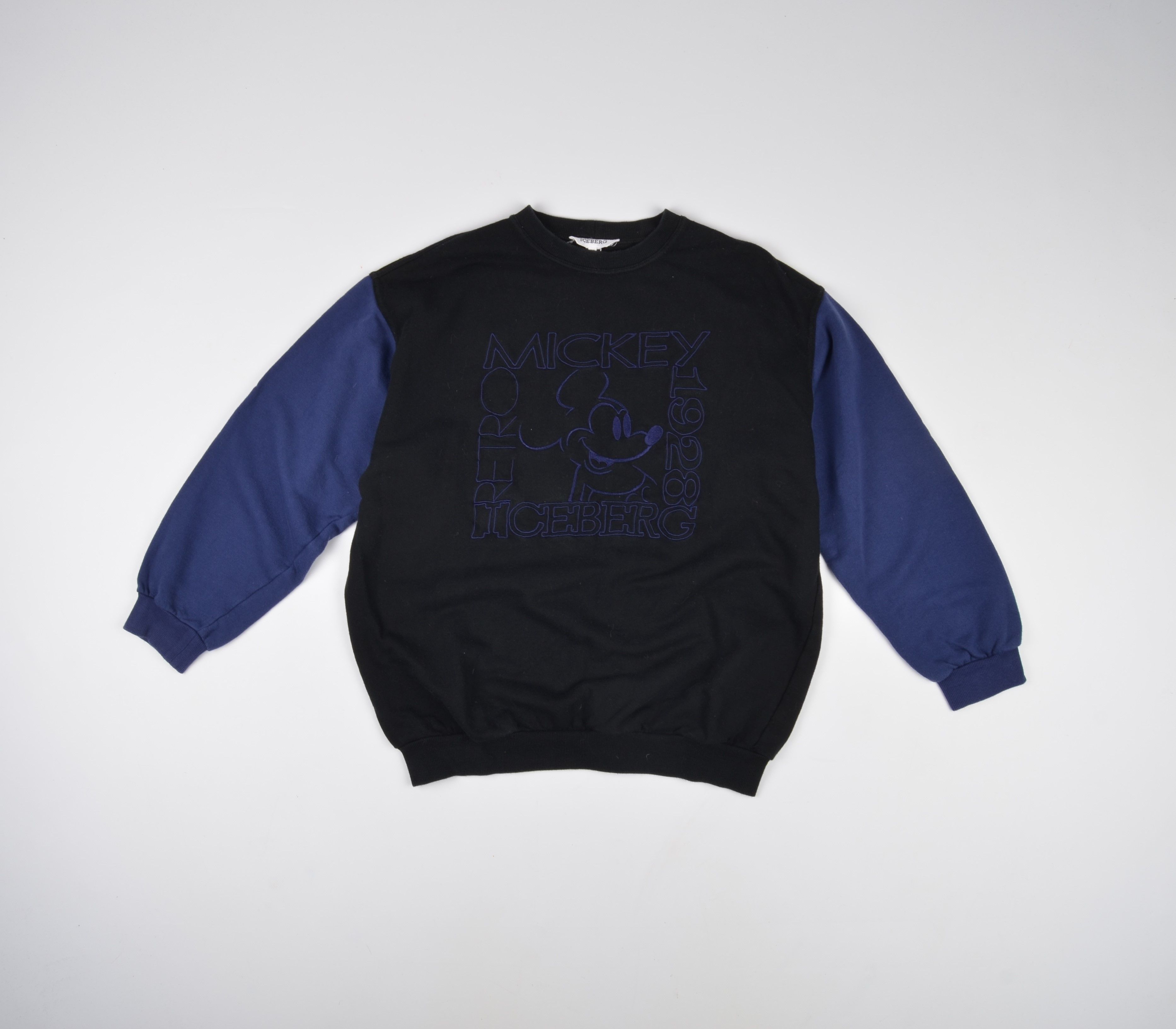 image of Disney x Iceberg Vintage Iceberg Mickey Mouse Sweatshirt in Black, Men's (Size 2XL)