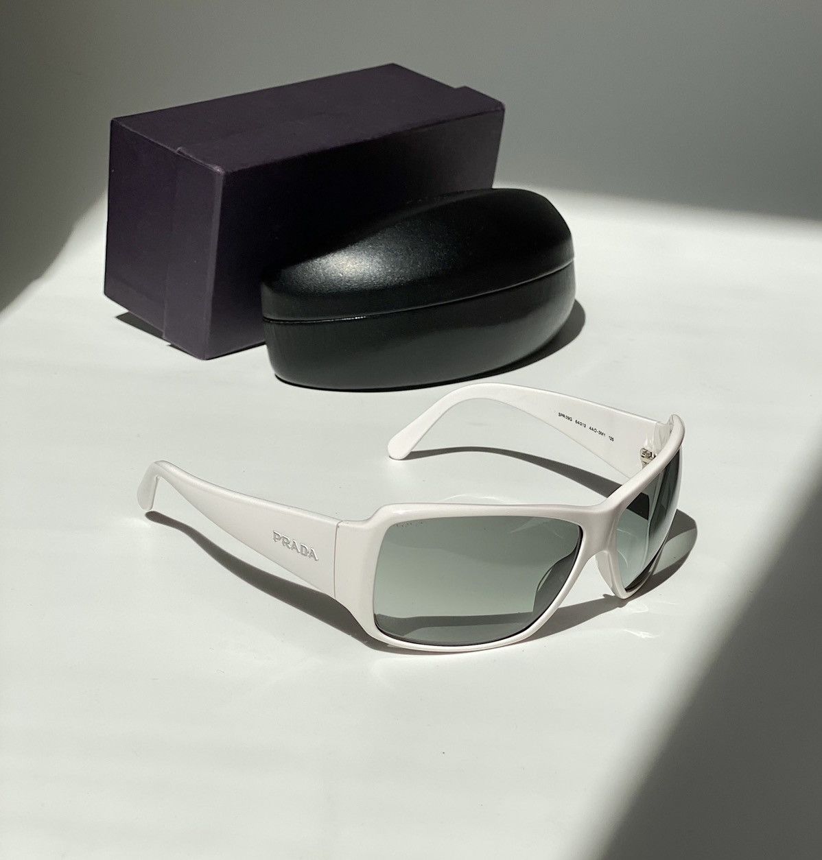 image of Prada Logo Square Sunglasses Vintage Spr 09G in White, Men's