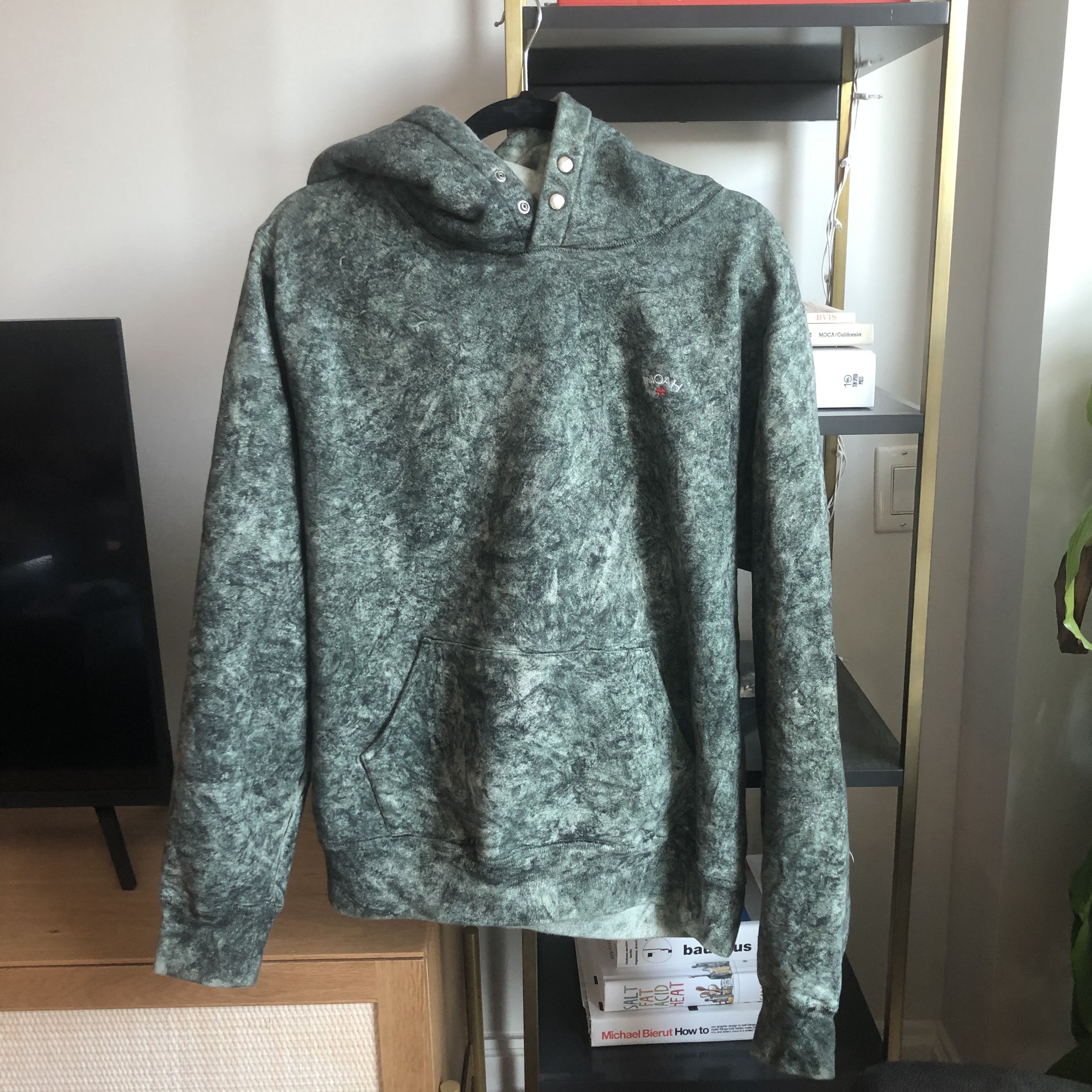 image of Noah Overdyed Double Snap Hoodie in Green, Men's (Size XL)