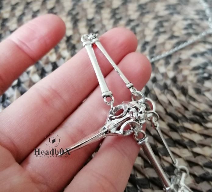 Jewelry Antiqued Silver Bird Skull Necklace Size ONE SIZE - 3 Thumbnail
