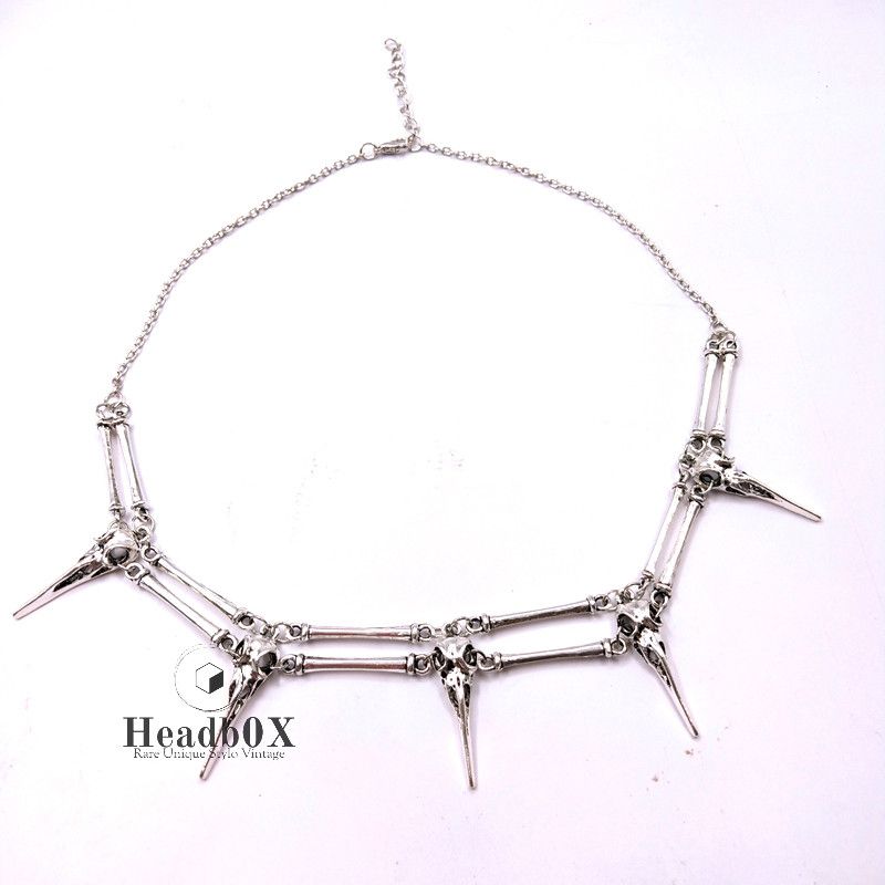 Jewelry Antiqued Silver Bird Skull Necklace Size ONE SIZE - 2 Thumbnail