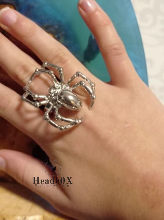 Jewelry Gothic Silver Spider Ring Size ONE SIZE - 2 Thumbnail