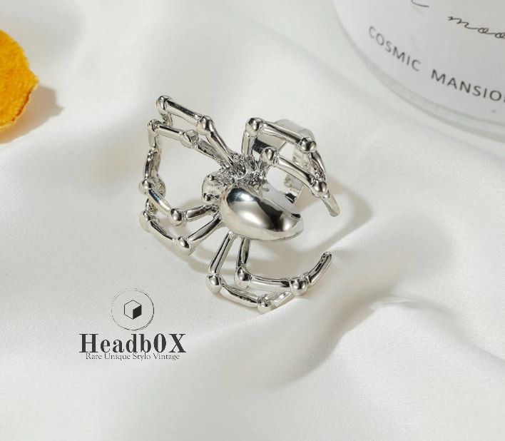 Jewelry Gothic Silver Spider Ring Size ONE SIZE - 6 Thumbnail
