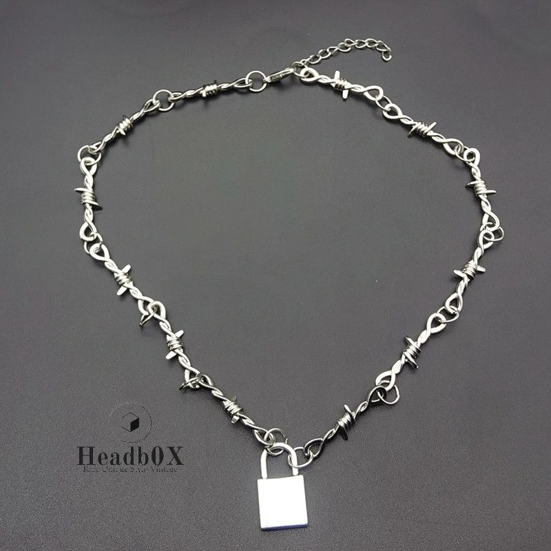 Jewelry Lock Barbed Wire Choker Necklace Size ONE SIZE - 3 Thumbnail