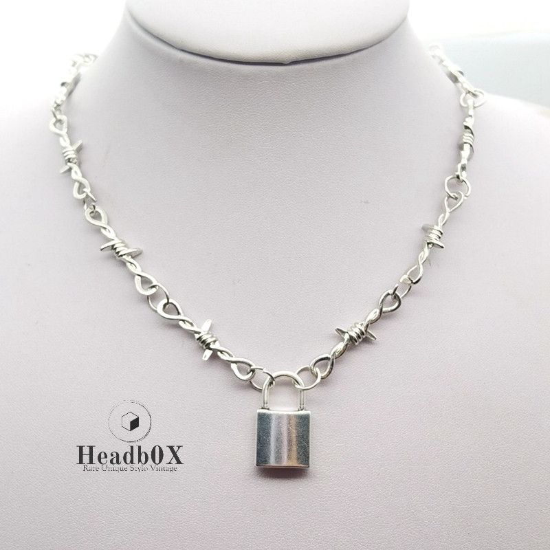 Jewelry Lock Barbed Wire Choker Necklace Size ONE SIZE - 1 Thumbnail