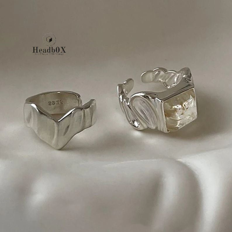Jewelry Combo 2pcs Simple Irregular Geometric Handmade Ring Size ONE SIZE - 2 Thumbnail
